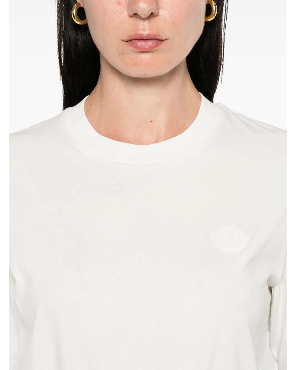 Moncler White Logo-Patch T-Shirt