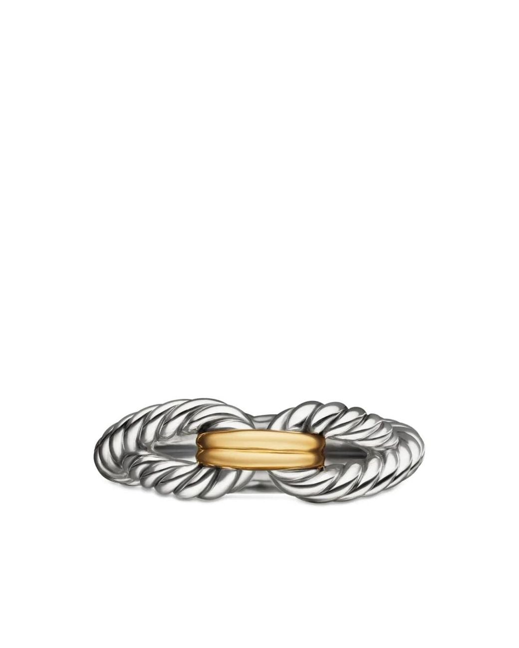 David Yurman Metallic 18Kt And Sterling Cable Loop Band Ring (7Mm)
