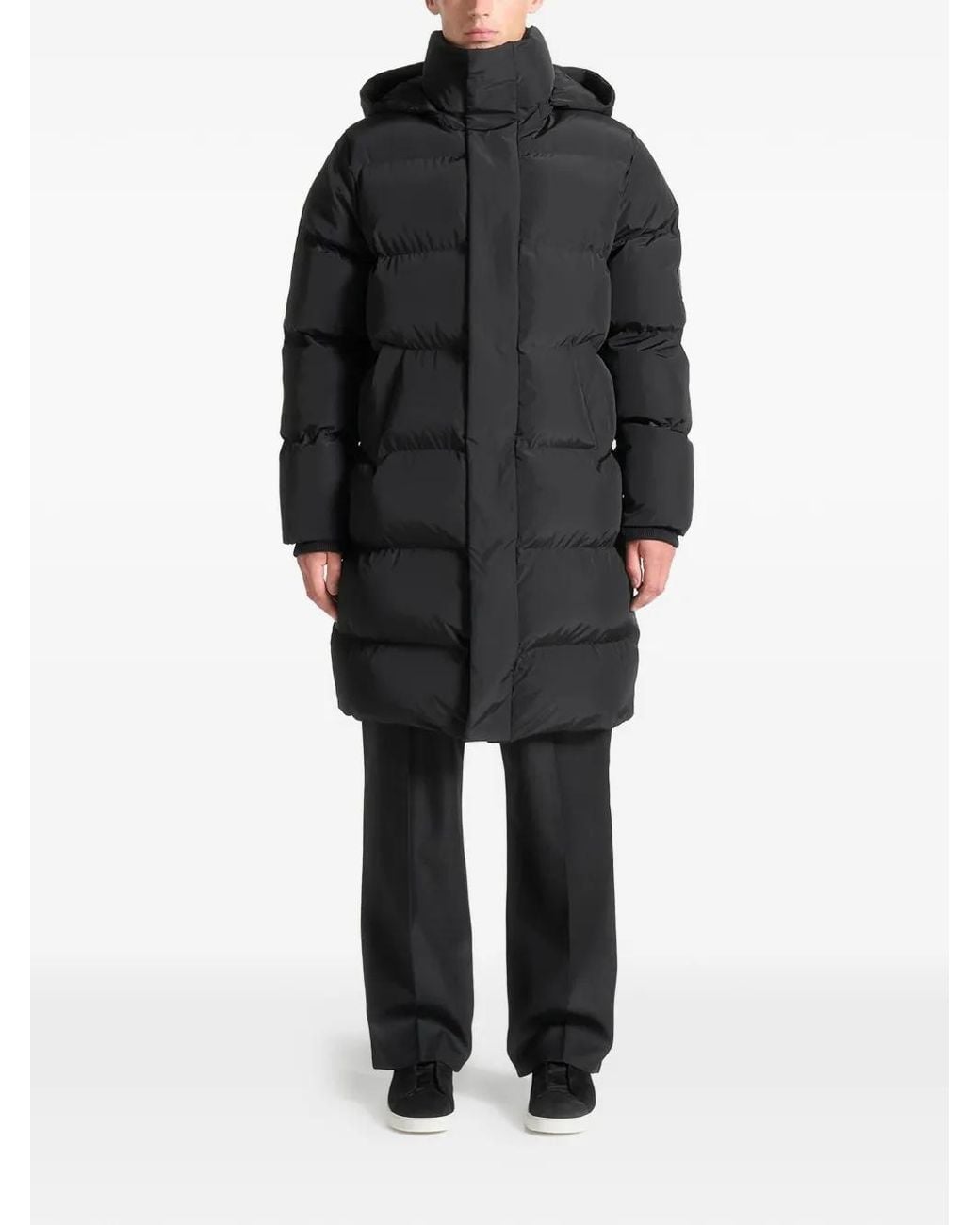 Manière De Voir Black Quilted Longline Puffer Jacket for men