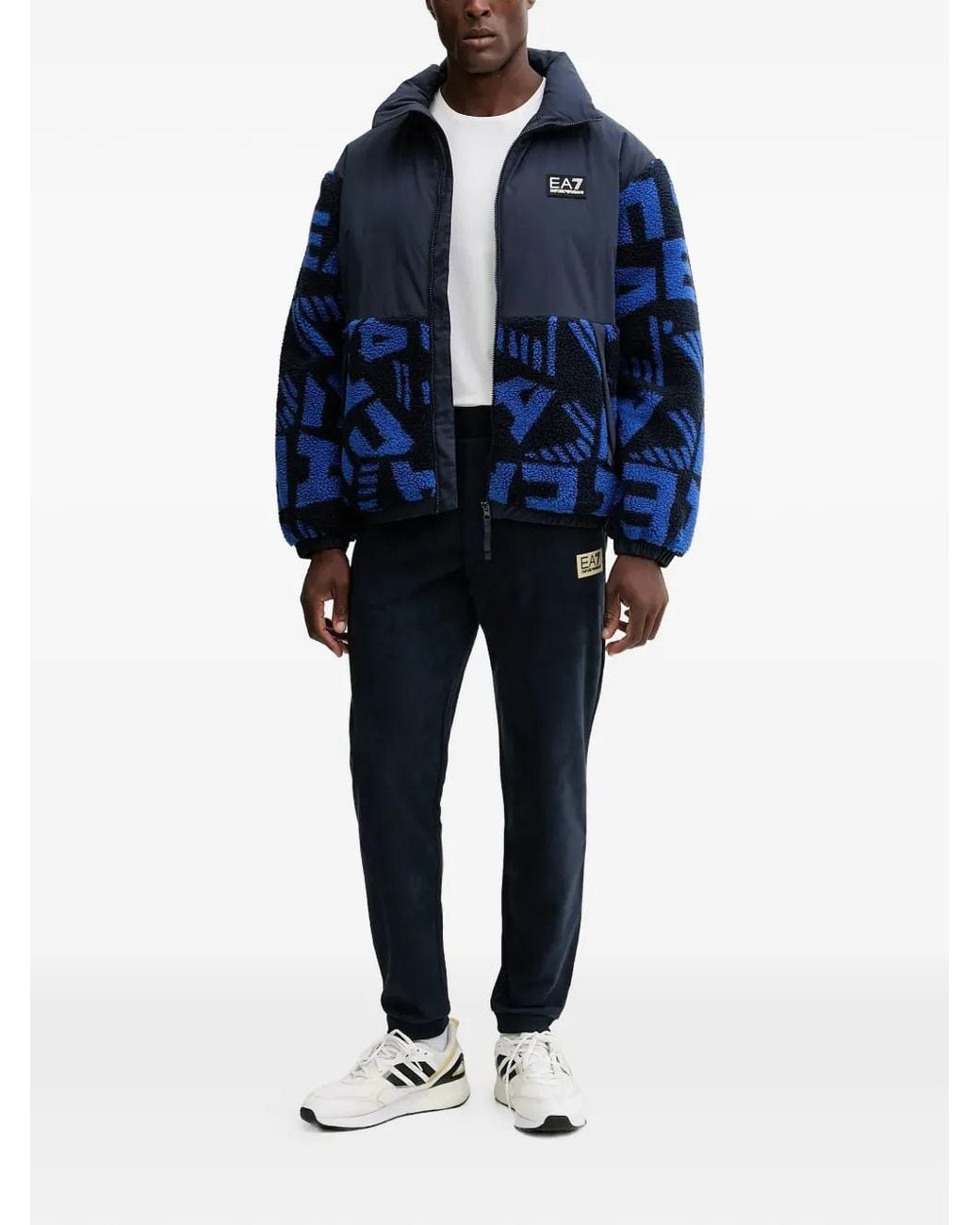 EA7 Blue Logo-Patch Jacket for men