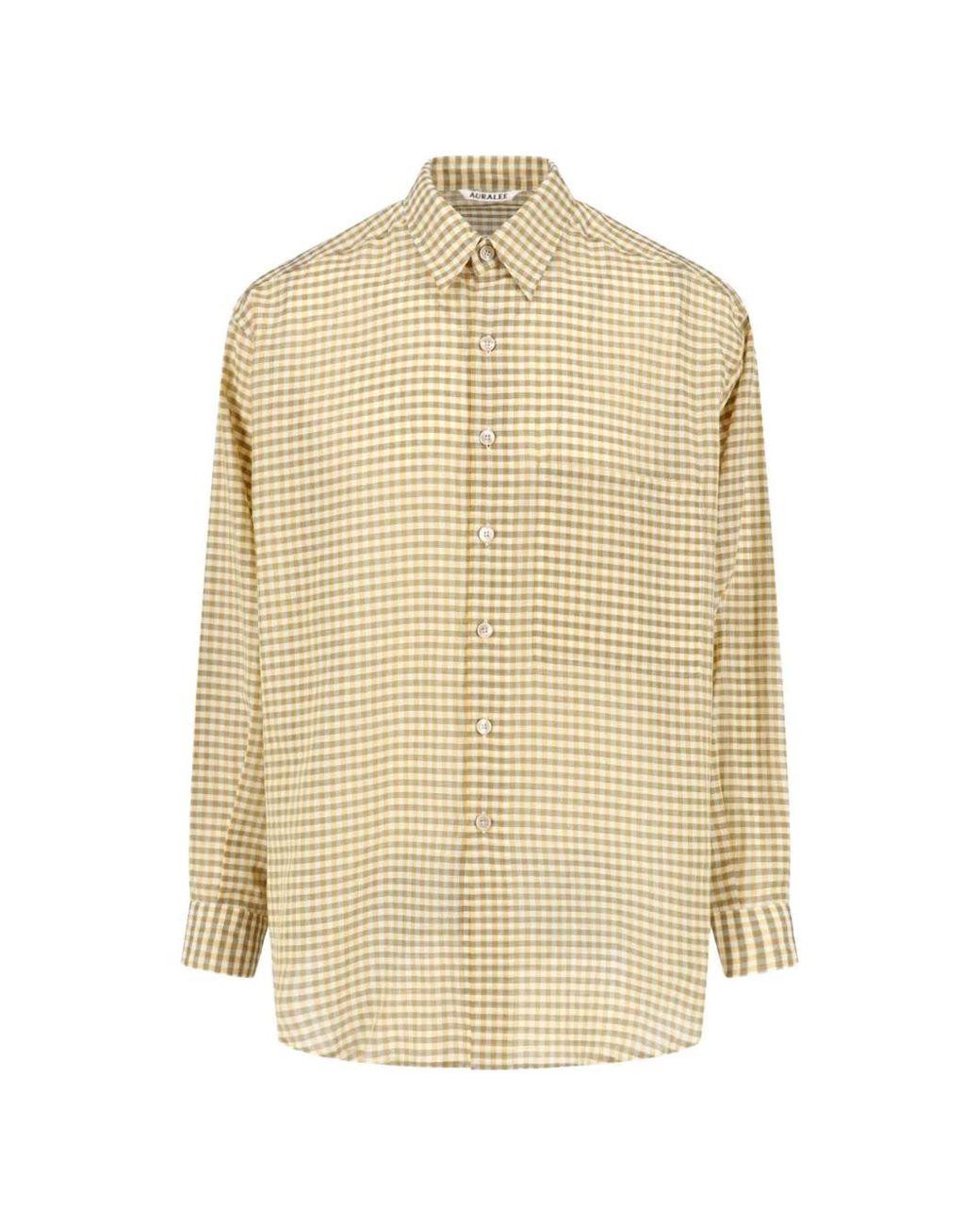 Auralee Natural Chemise Airy À Carreaux Vichy for men
