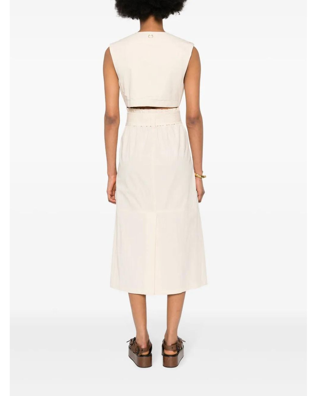 Twinset Natural Double-Breasted Midi Dress