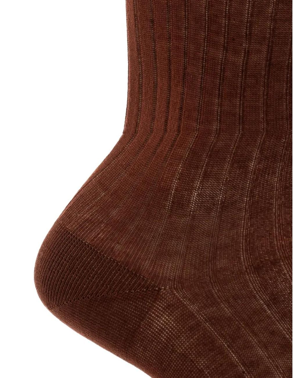 Marni Brown Ribbed-Knit Socks for men