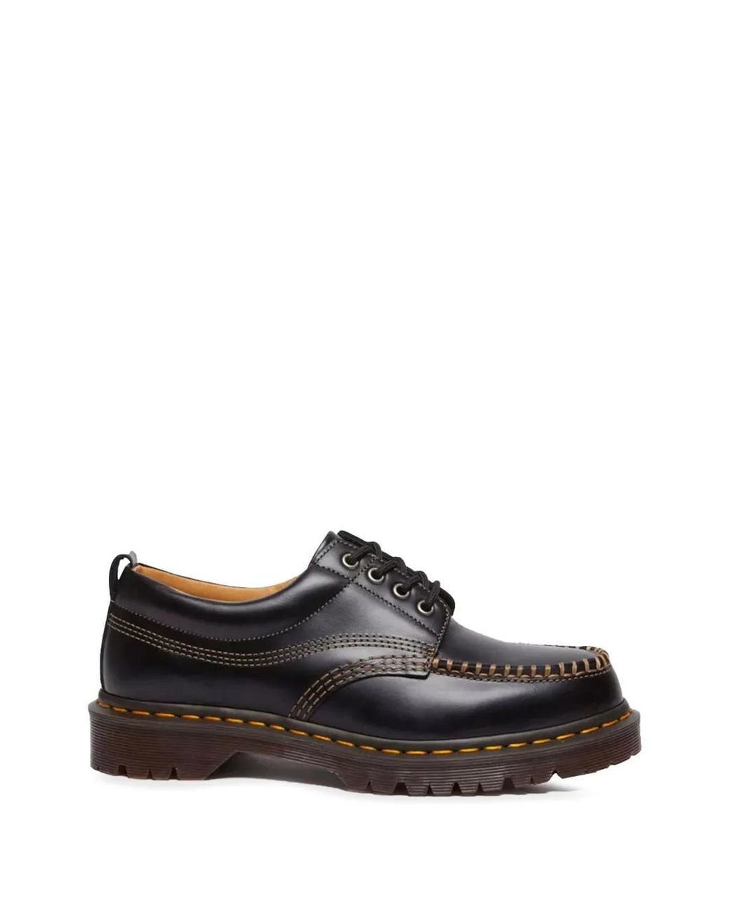 Dr. Martens Black Lowell Moc Toe Leather Derby Shoes
