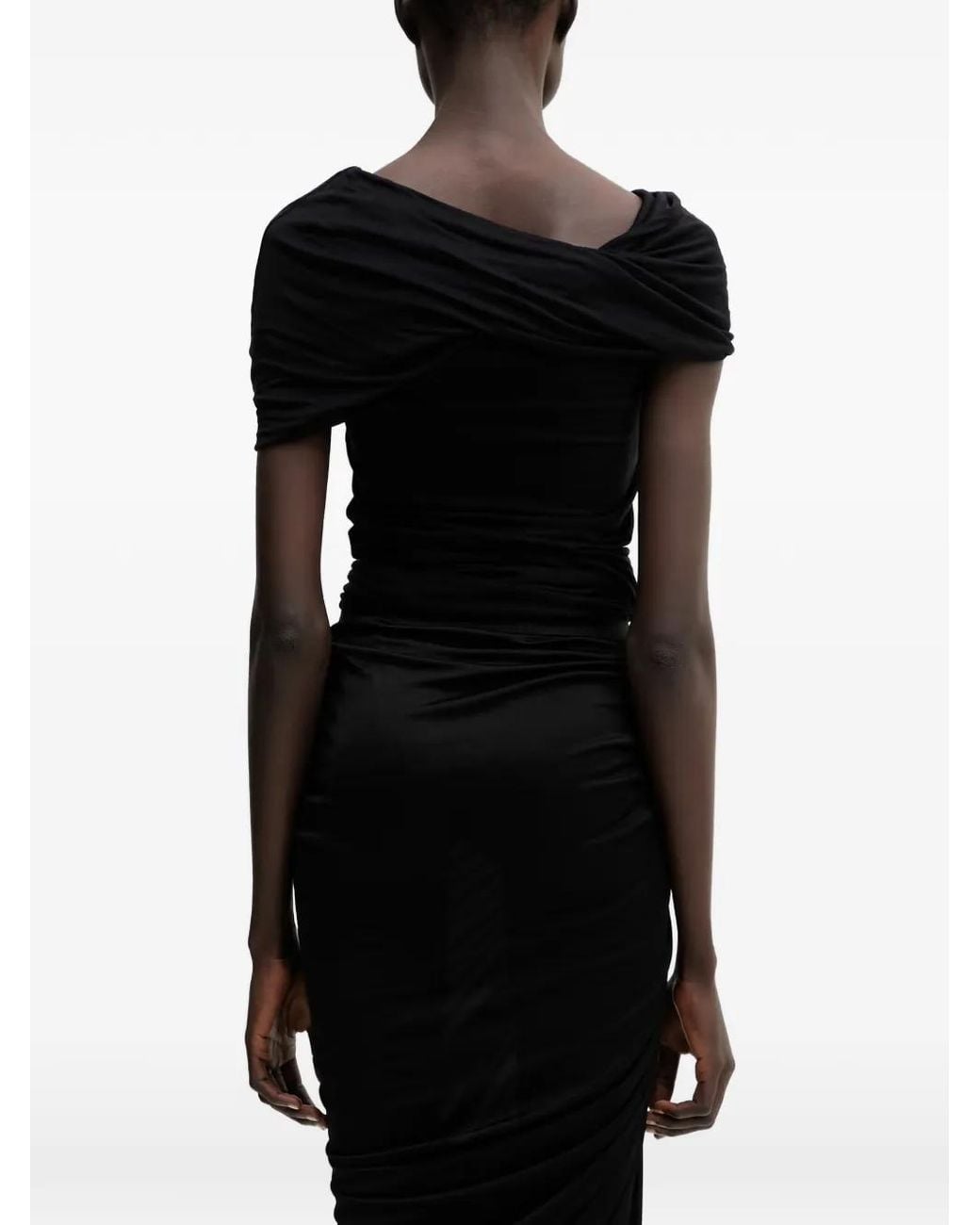 Rick Owens Black Lola Ruched Boat-Neck Top
