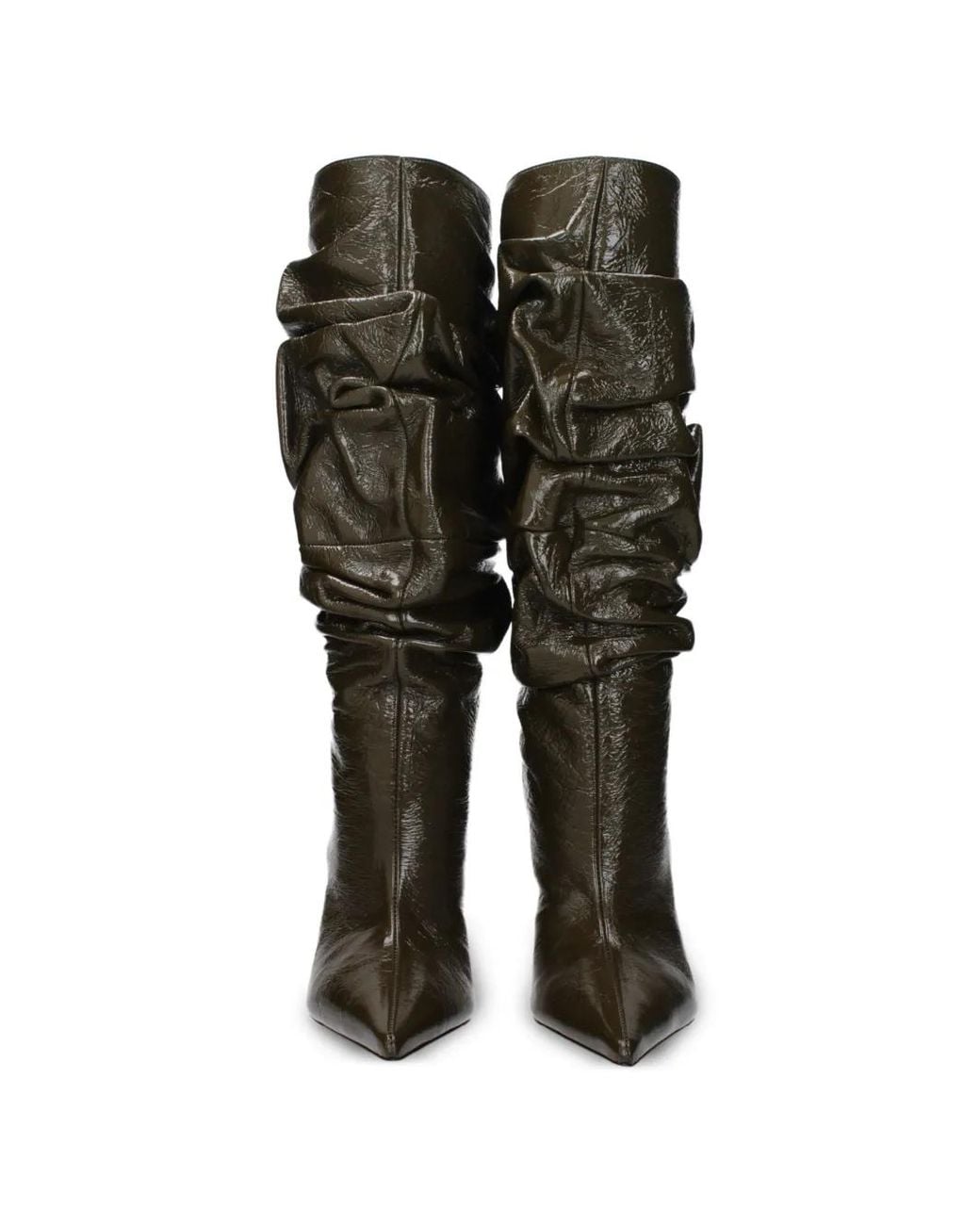 AMINA MUADDI Black Bottines En Cuir Verni À Fronces