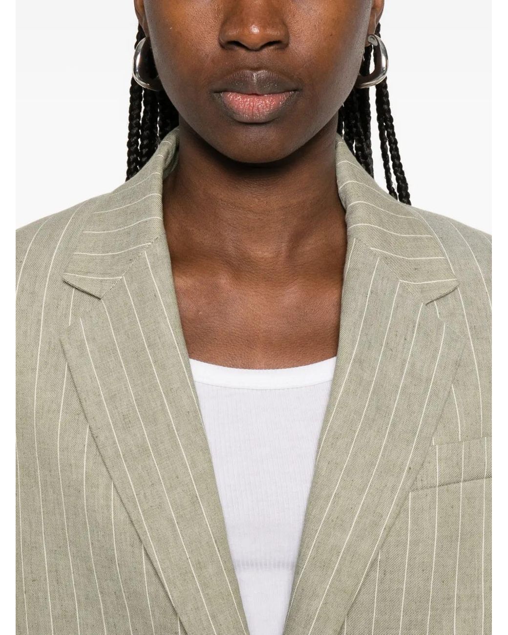 Maje White Linen Blend Suit Jacket
