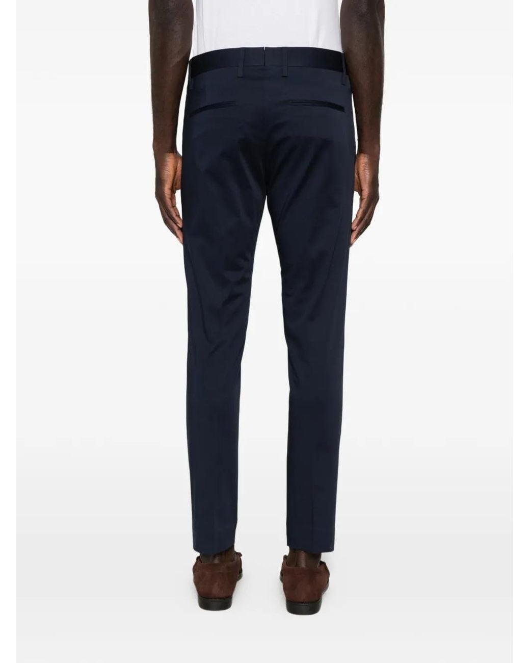 Entre Amis Blue Senna Belt-Loops Trousers for men