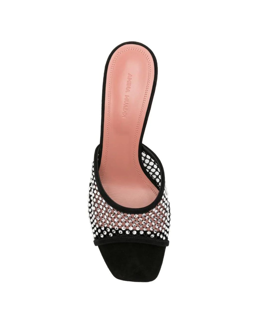AMINA MUADDI White Lupita Crystal Net Slippers 70 Suede And Crystals