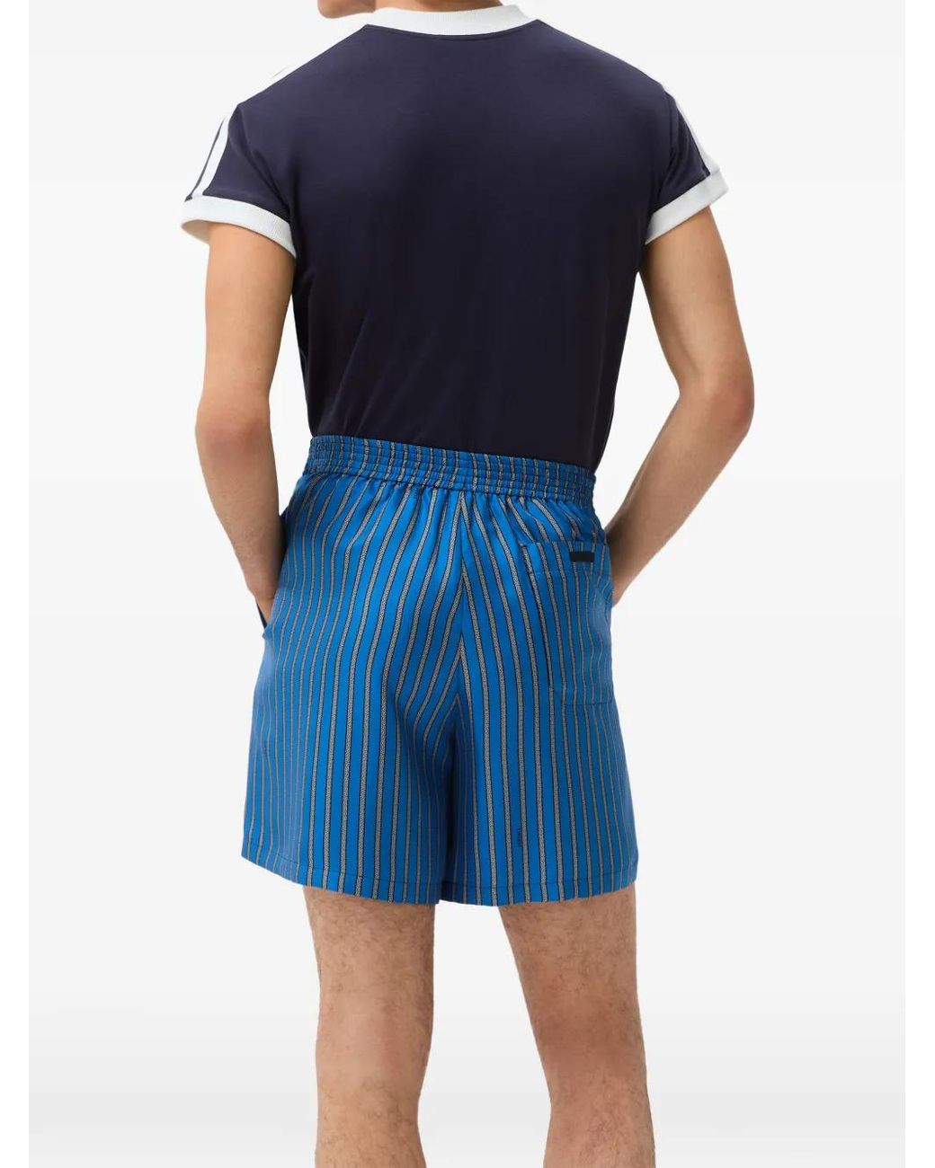 Versace Blue Printed Silk Twill Shorts for men