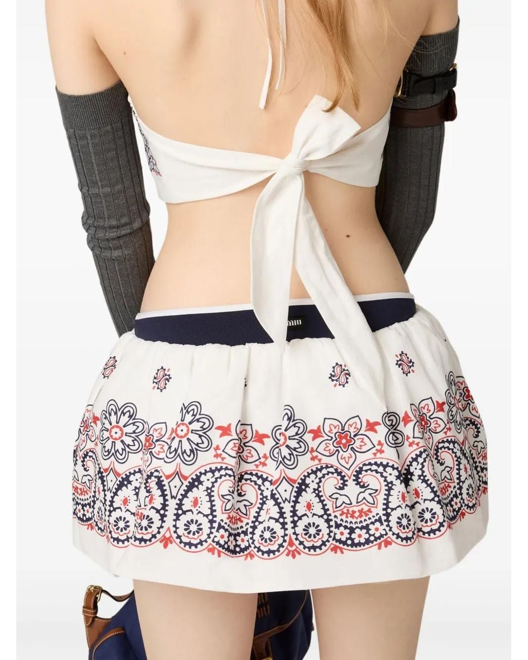 Miu Miu White Paisley Crop Top