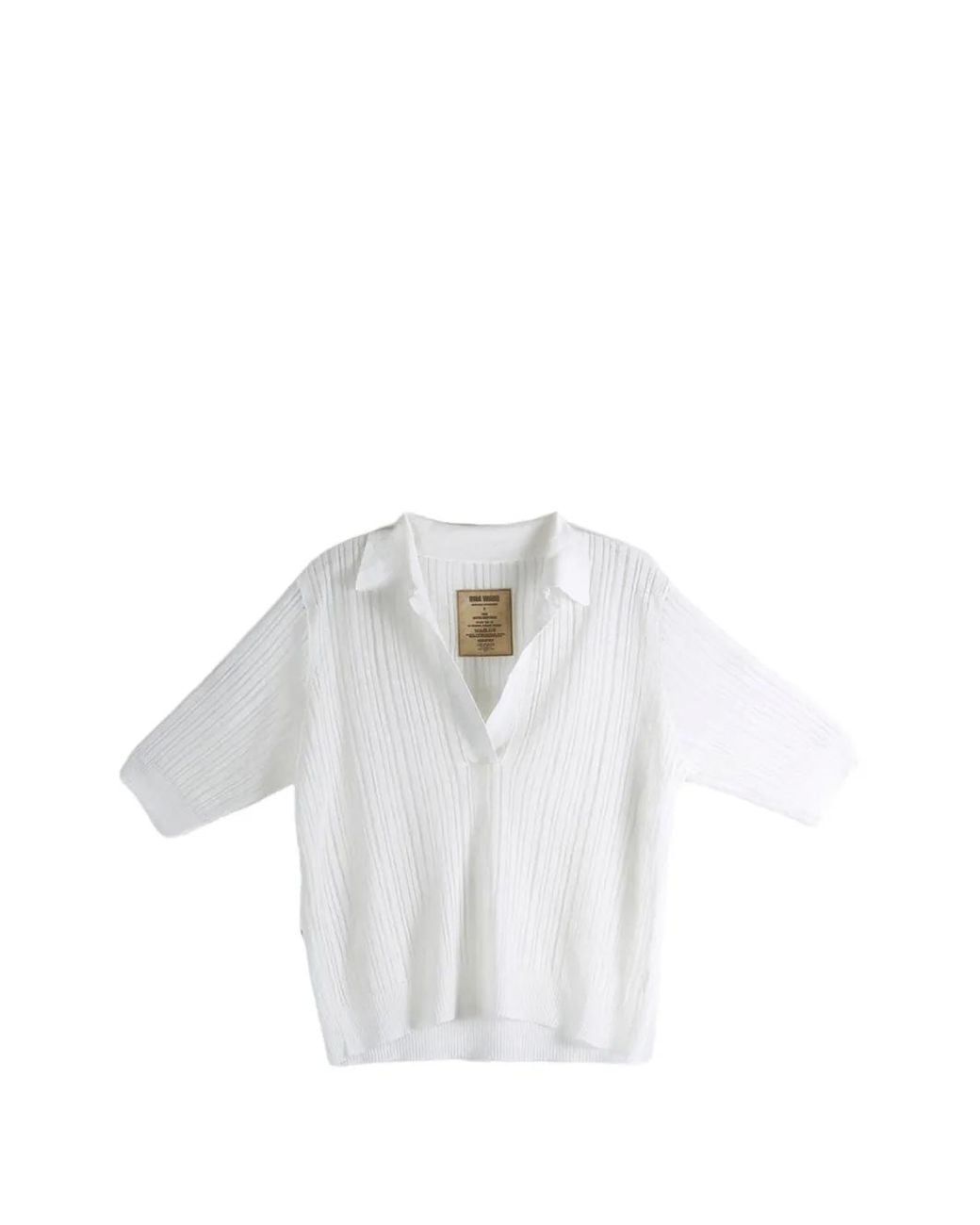 Uma Wang White Chemise Côtelée À Finitions En Dentelle