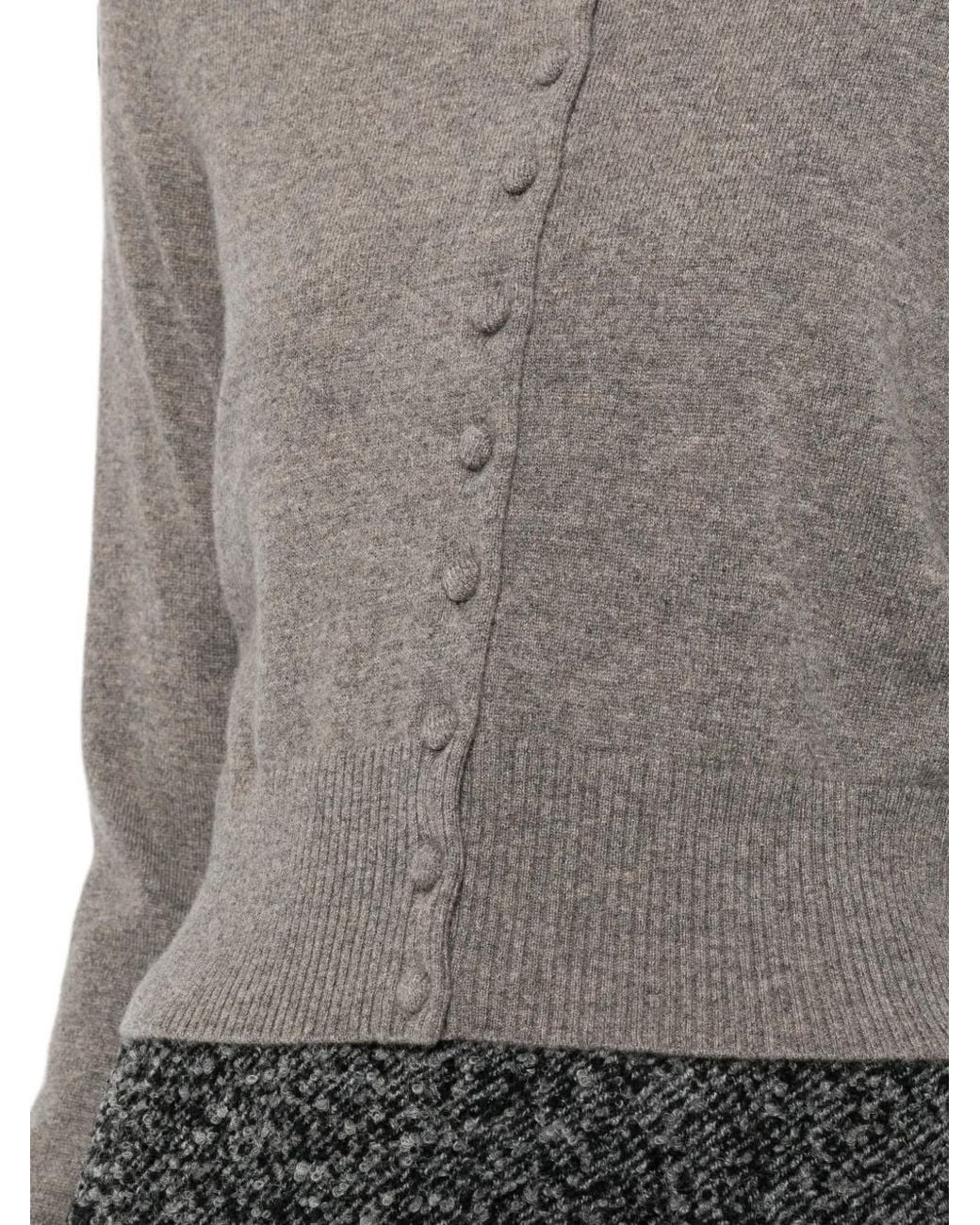 N.Peal Cashmere Gray Covered-Button Cashmere Cardigan
