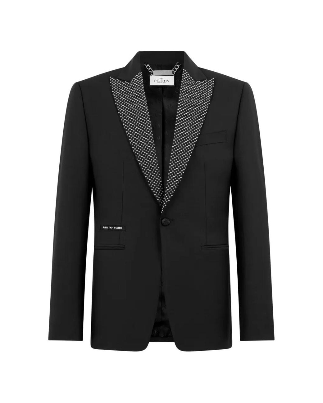Philipp Plein Black Blazer With Lapel Studs for men