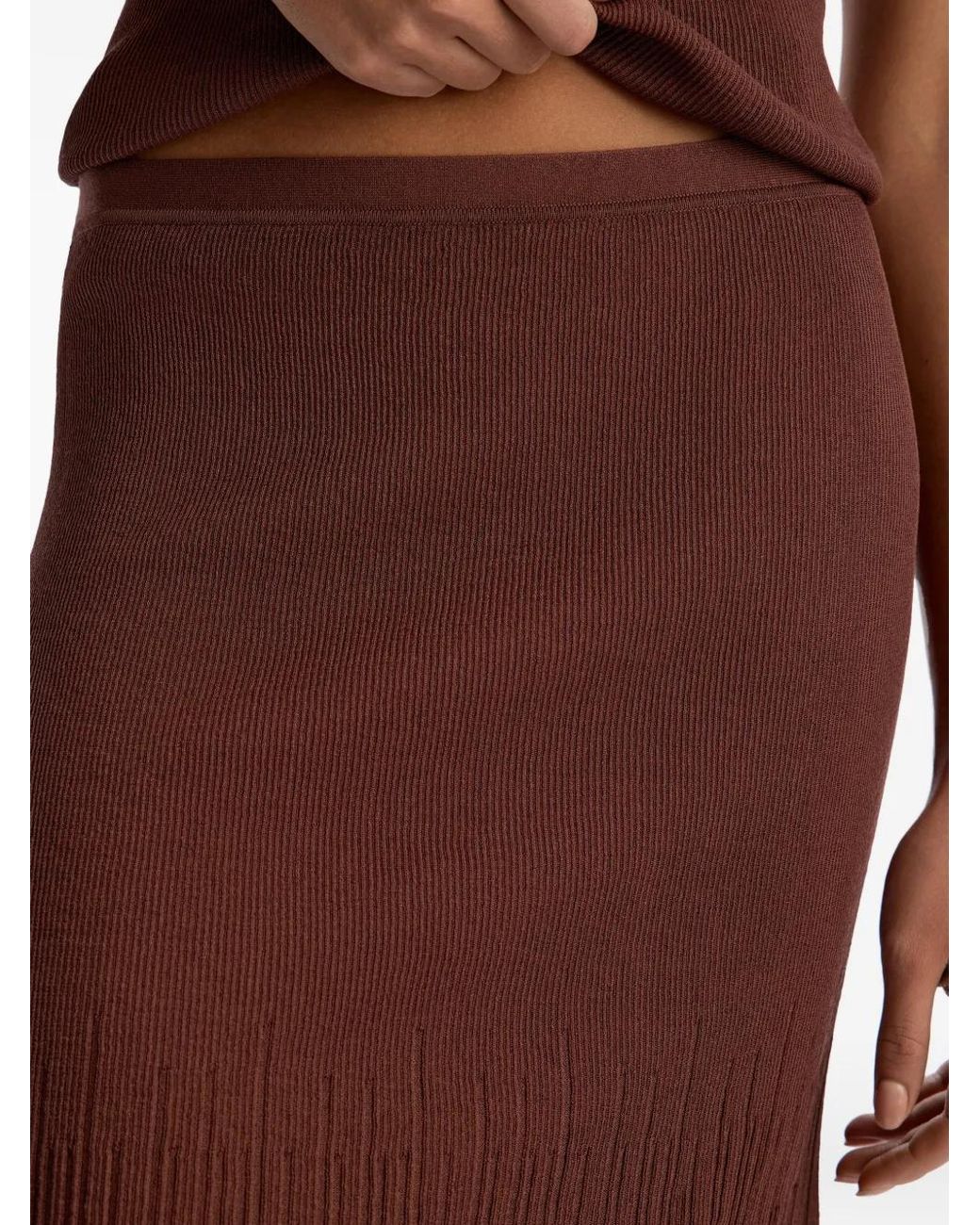 12 STOREEZ Brown Elastic-Waist Pleated Skirt
