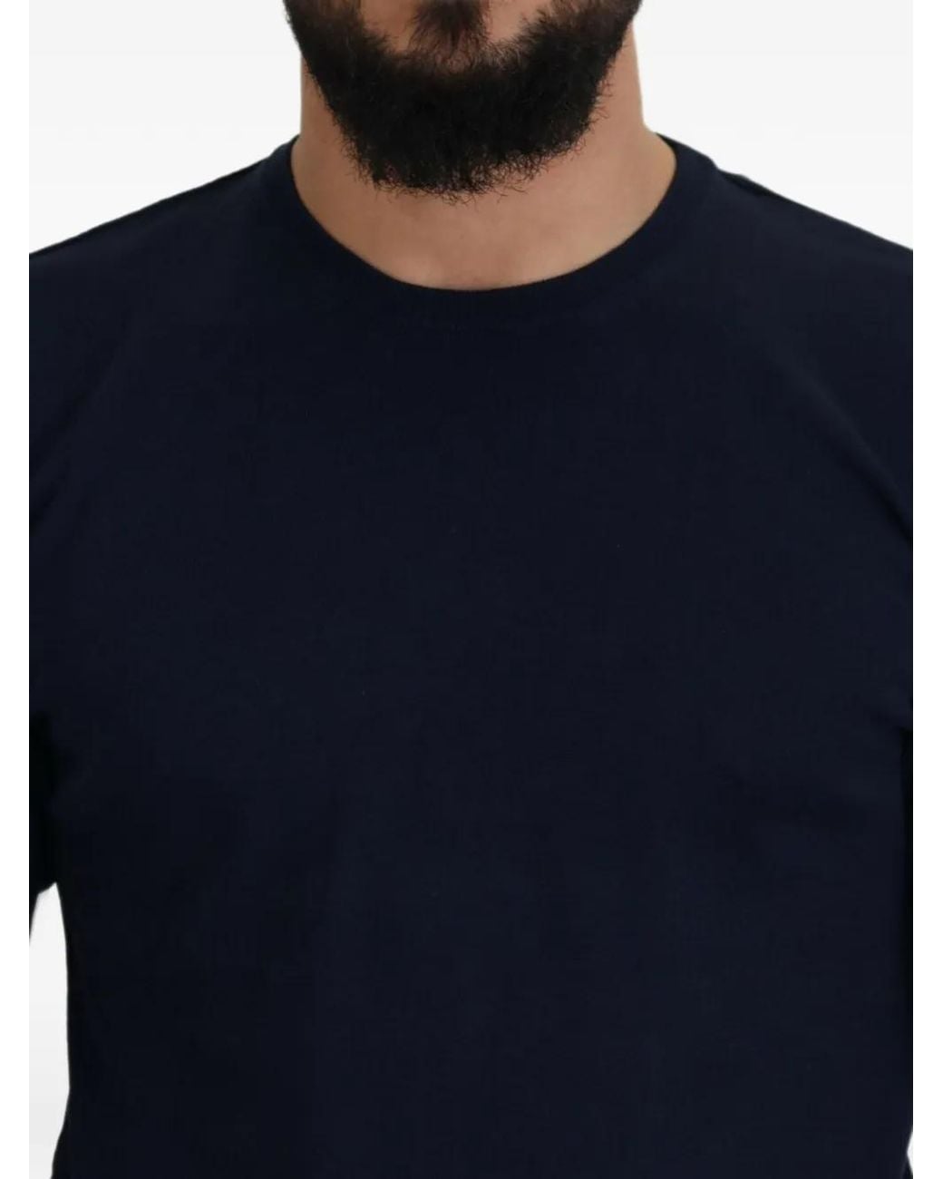 Paolo Pecora Blue Crew-Neck Long-Sleeve Fine-Knit T-Shirt for men