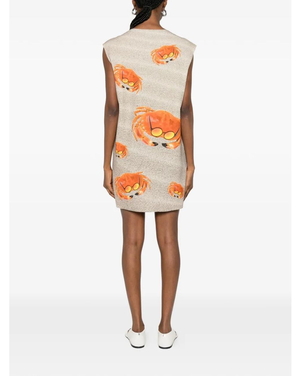 The Artistylist Orange Crab-Print Sleeveless Mini Dress