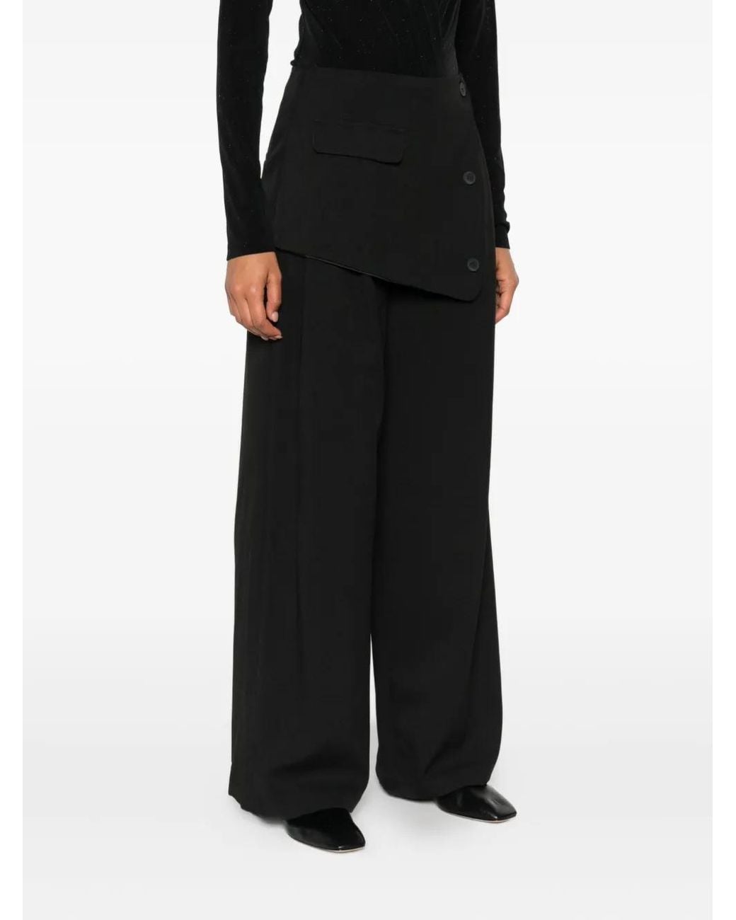 ELEH Black Button-Embellishment Trousers