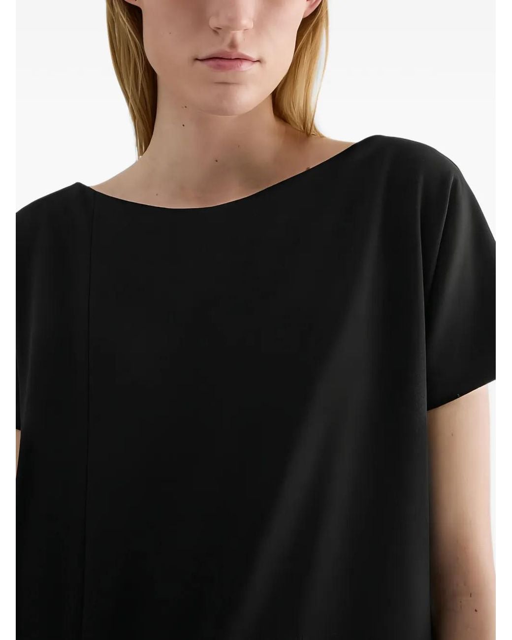 Jil Sander Black Wool Sablé Pleated Dress