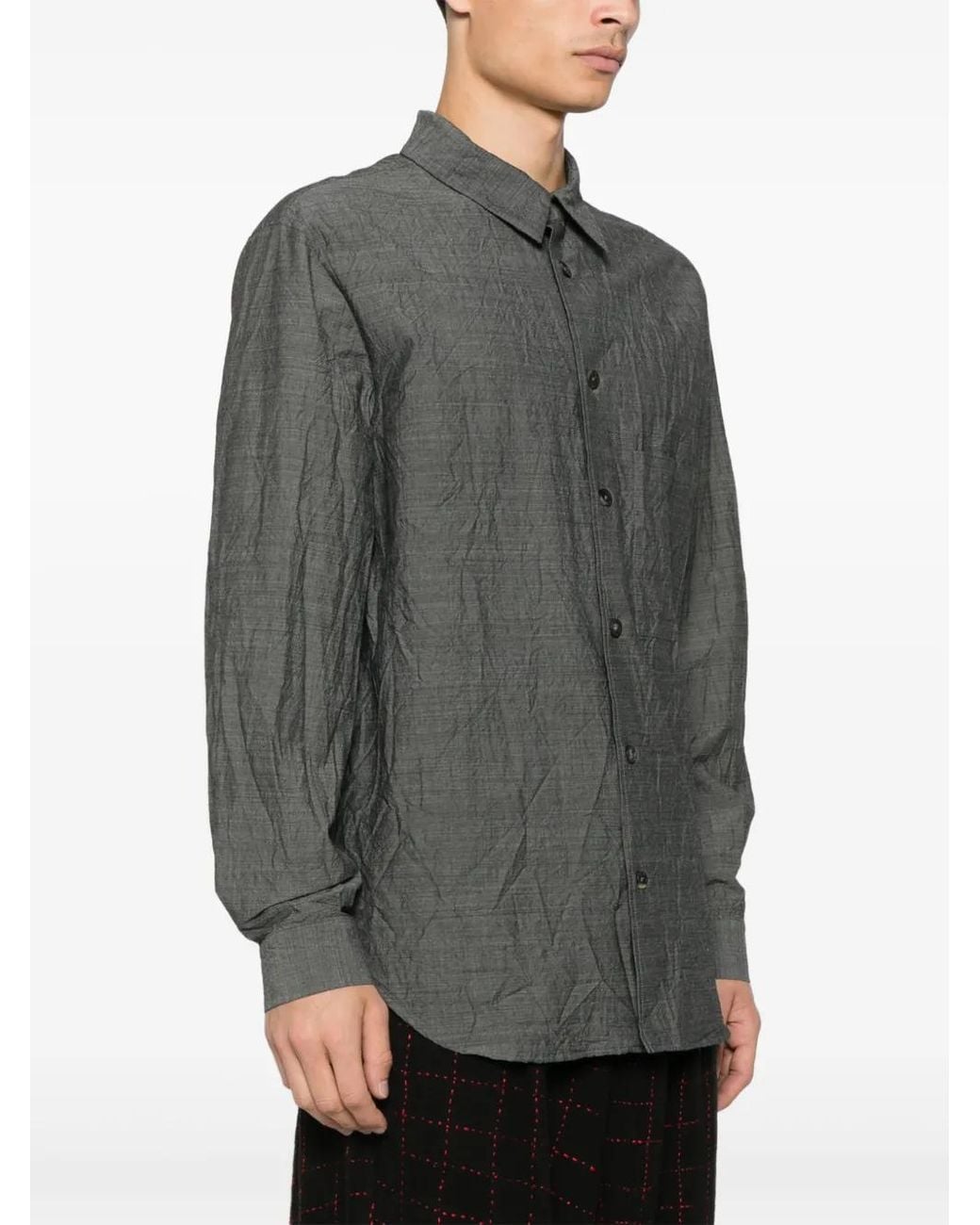 Forme D'expression Gray Crinkled Shirt for men