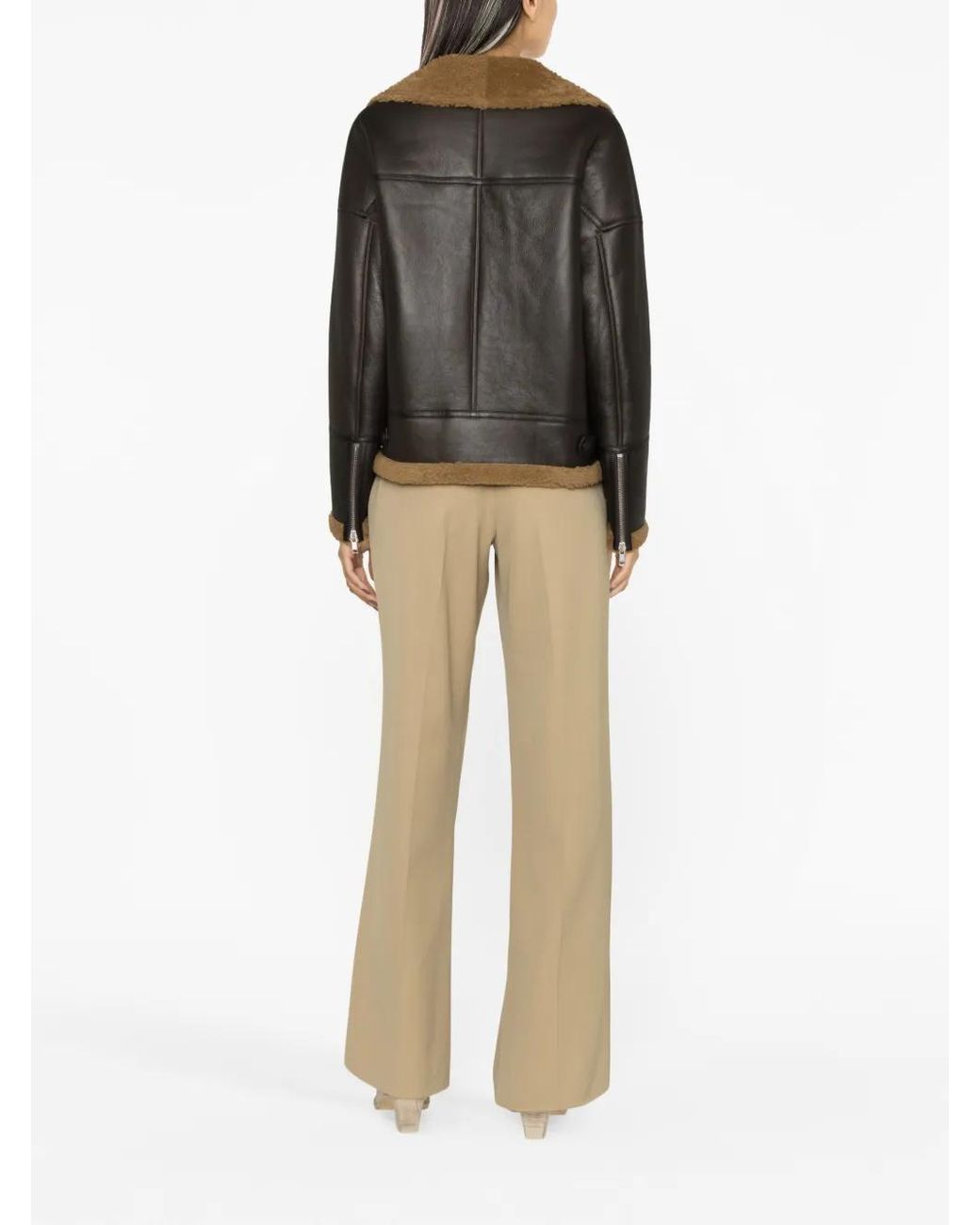 Yves Salomon Black Zip-Up Leather Jacket