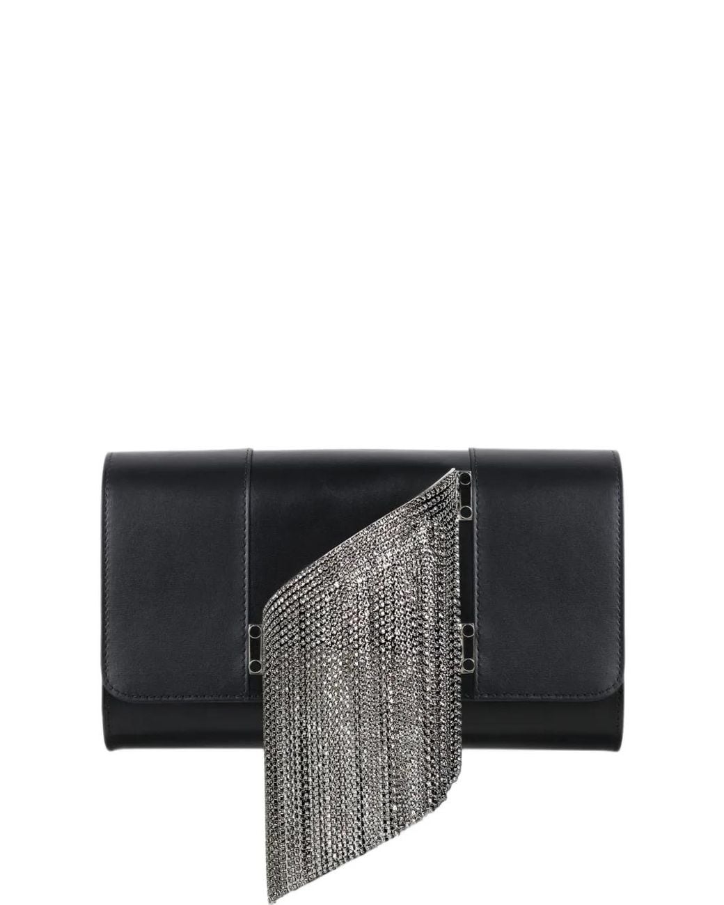 PERRIN Paris Black L'Eiffel Cascade Crystal-Embellished Clutch Bag