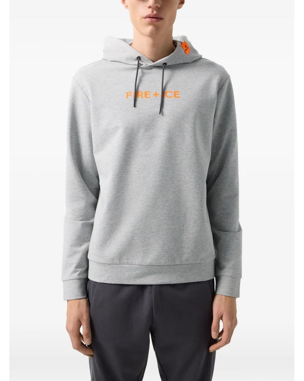 Bogner Fire + Ice Gray Logo-Print Drawstring Hoodie for men