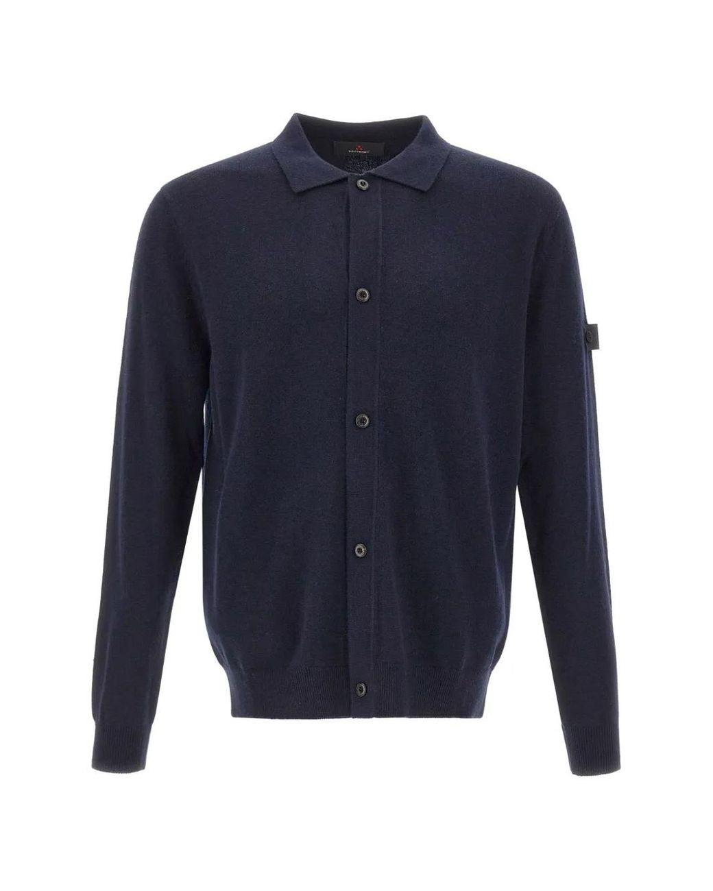 Peuterey Blue Trilogy-Logo Button-Up Cardigan for men