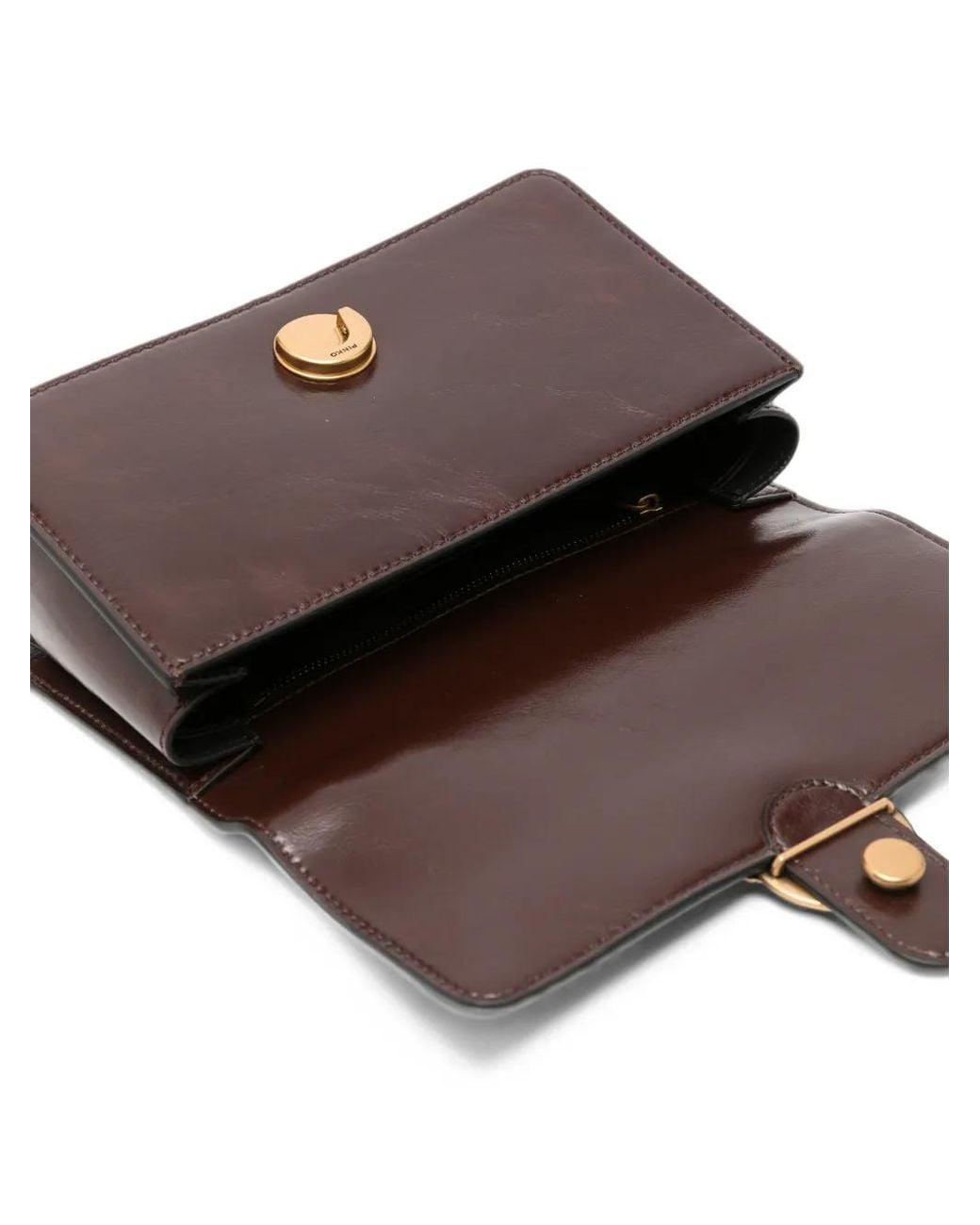 Pinko Brown Mini Love One Leather Shoulder Bag