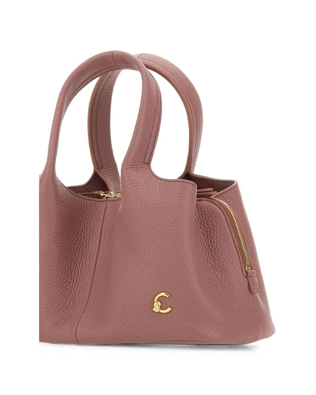Coccinelle Purple Small Nell Tumbled Leather Tote Bag