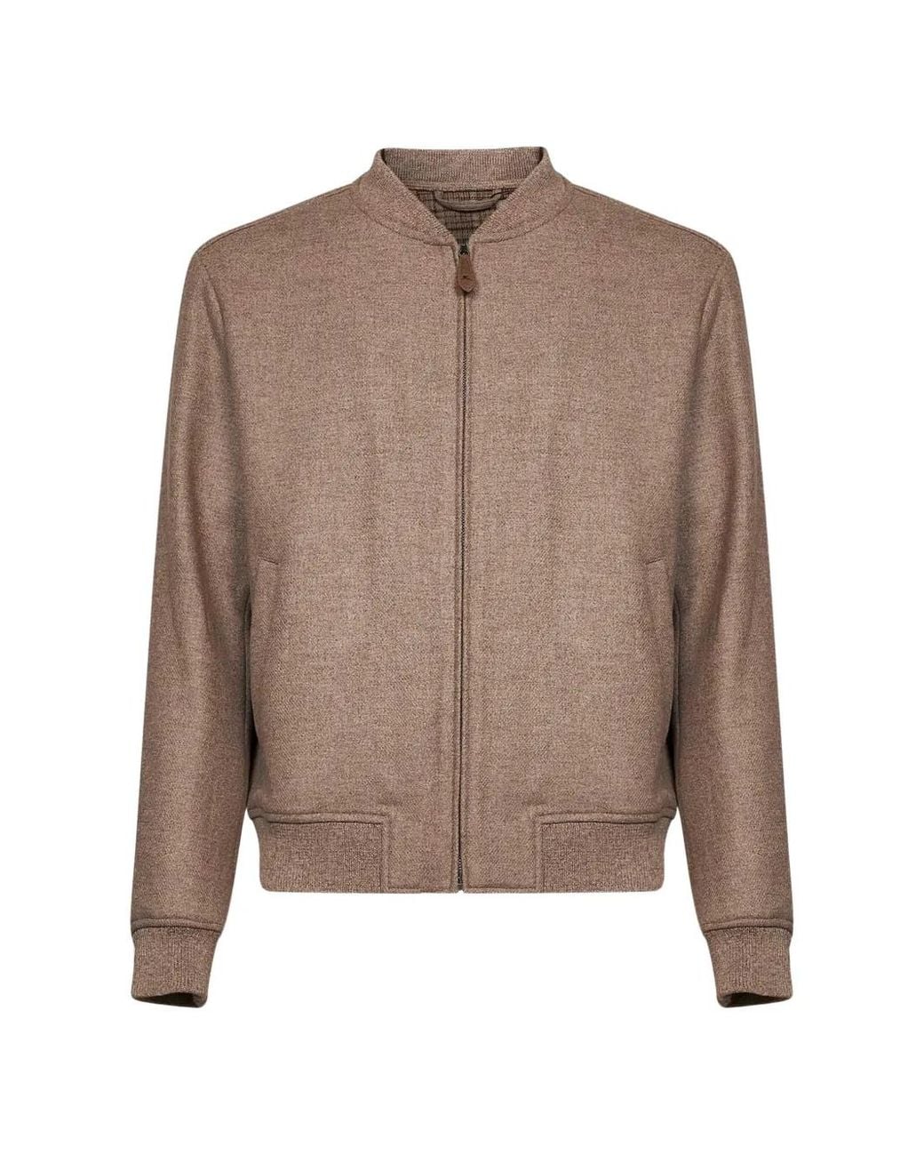 Etro Brown Pegaso-Logo Wool Bomber Jacket for men