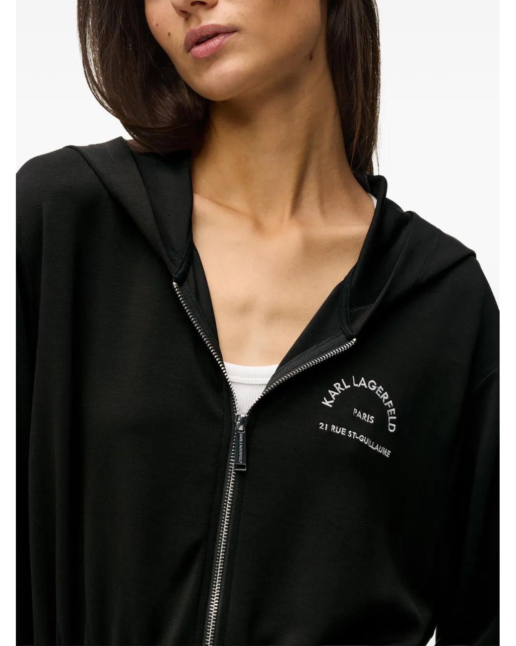 Karl Lagerfeld Black Rue St-Guillaume Zip-Up Hoodie