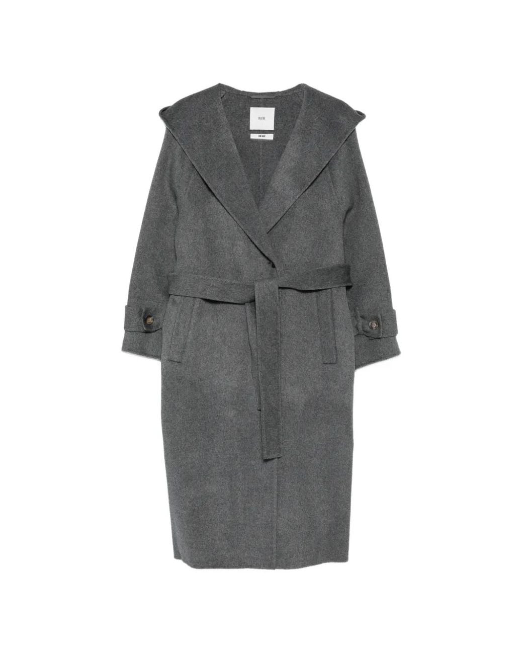 SOLOTRE Gray Hooded Belted Coat