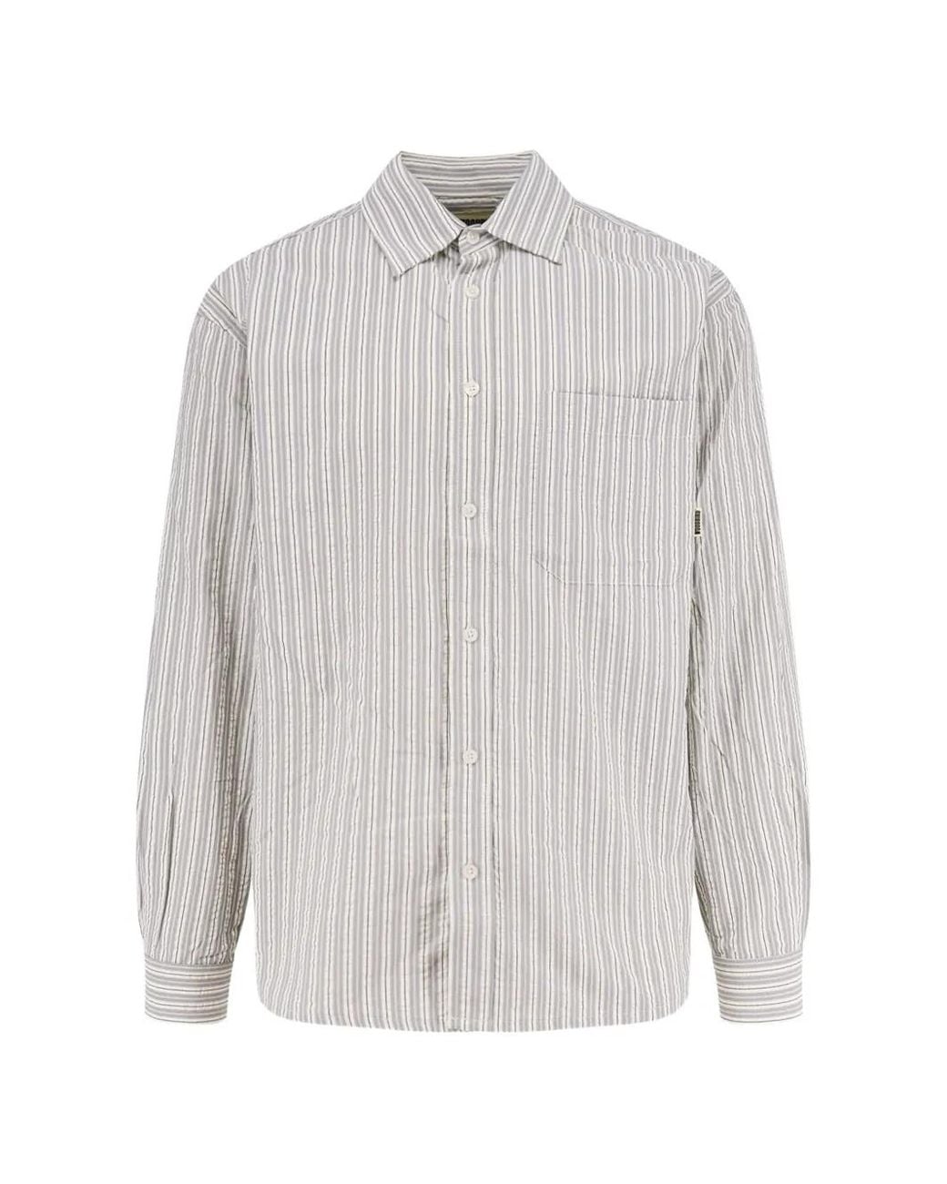 Woodbird White Striped Long-Sleeve Shirt for men