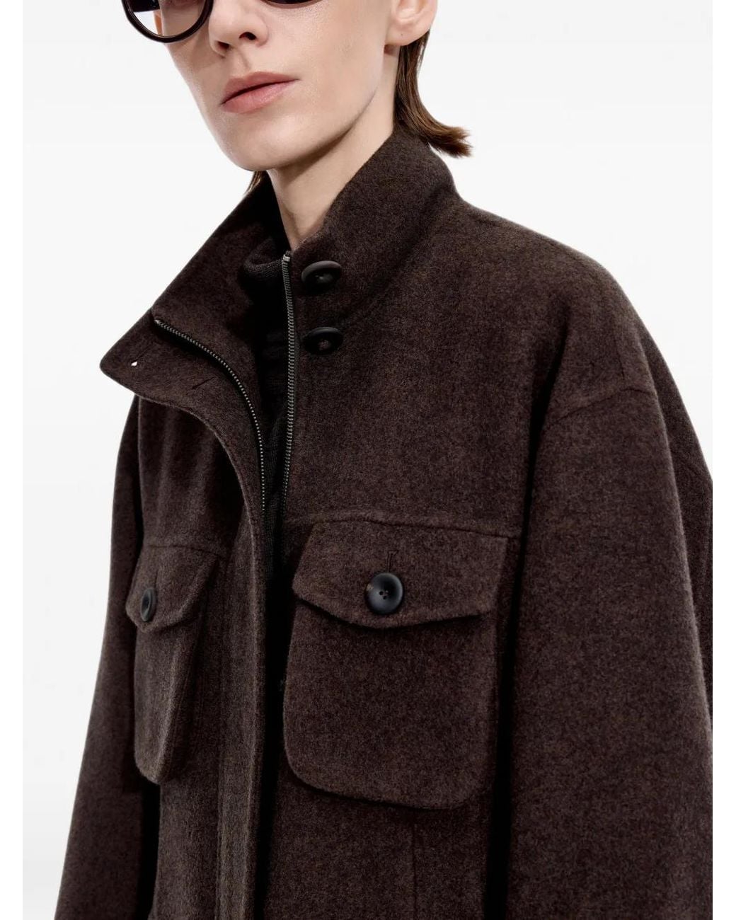 JNBY Brown Multi-Pocket High-Neck Jacket
