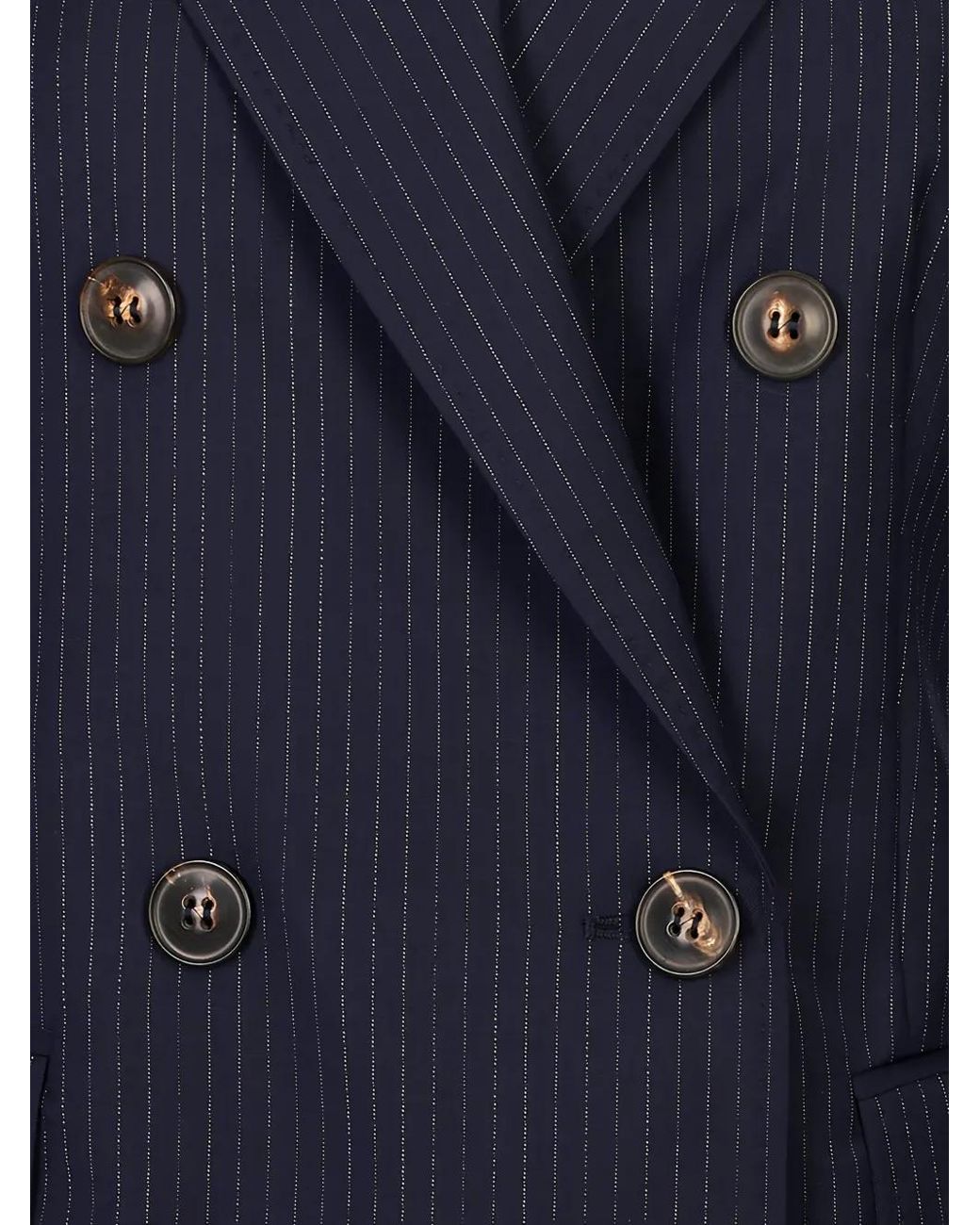 Max Mara Blue Pinstripe Double-Breasted Blazer
