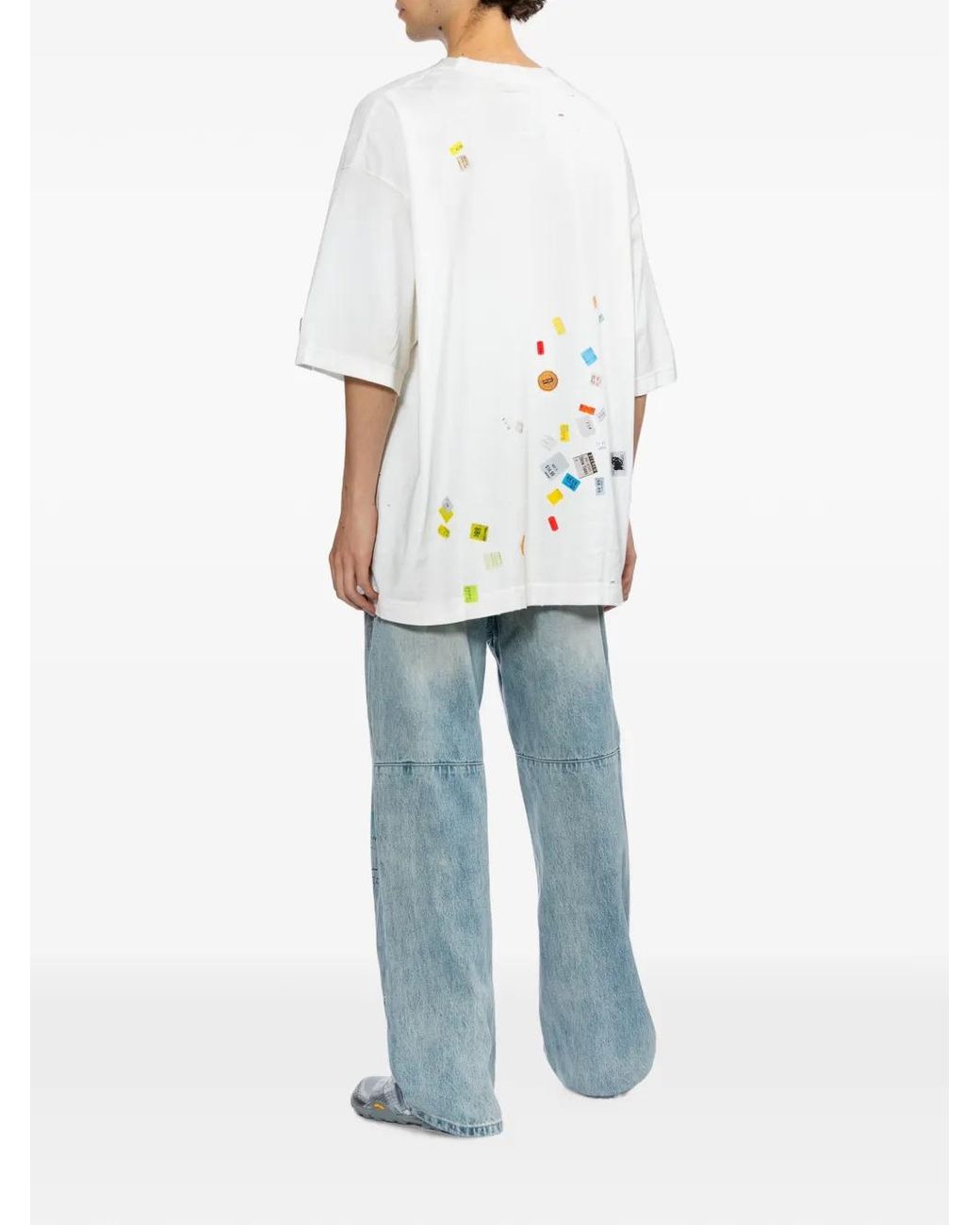 Maison Mihara Yasuhiro White Price-Tag Sticker-Printed T-Shirt for men
