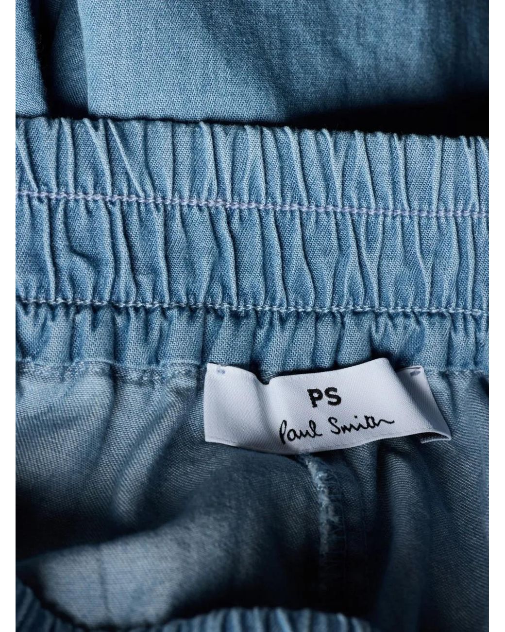 Paul Smith Blue Chambray Wide-Leg Cropped Trousers