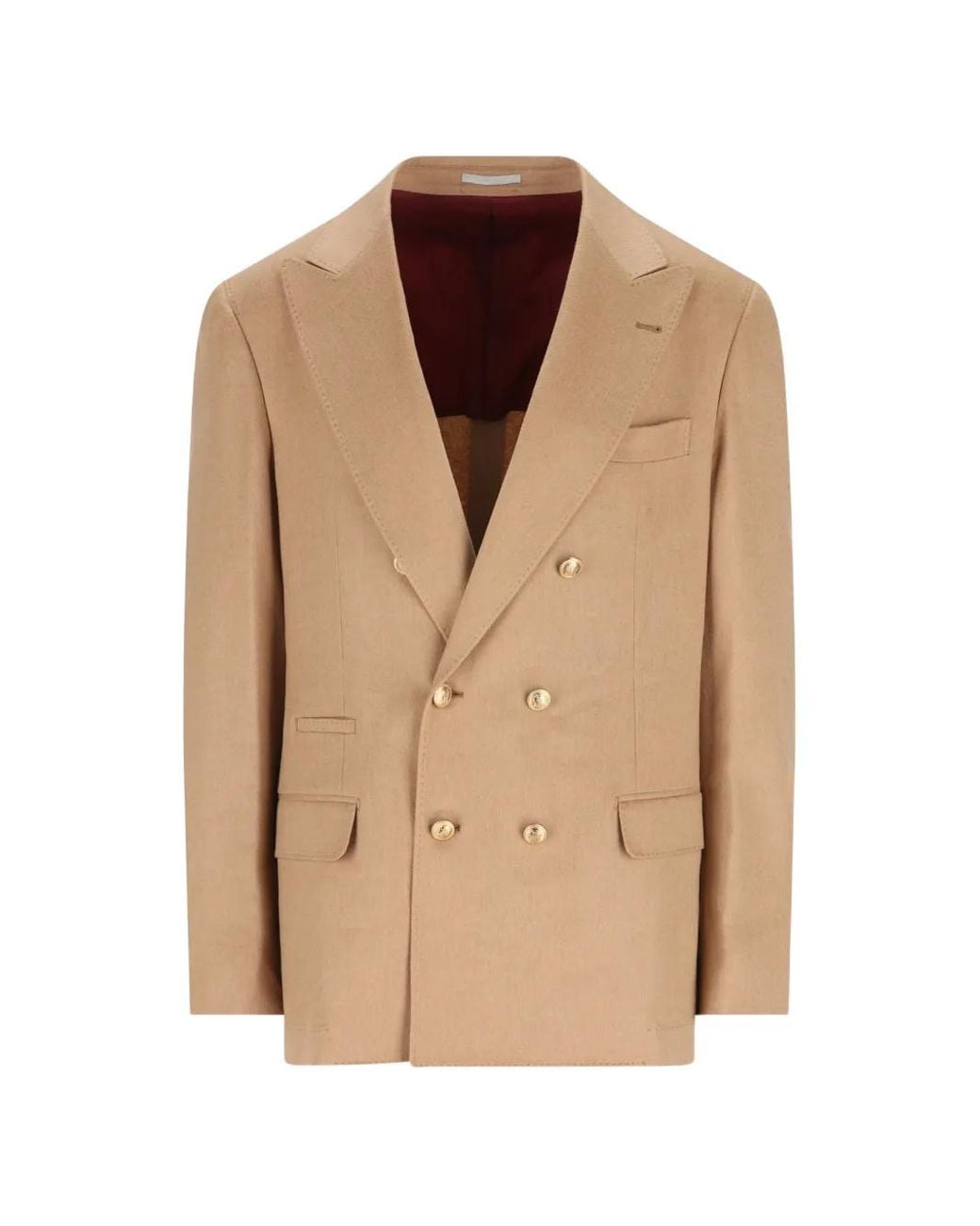 Brunello Cucinelli Natural Blazer Croisé À Revers Pointus for men