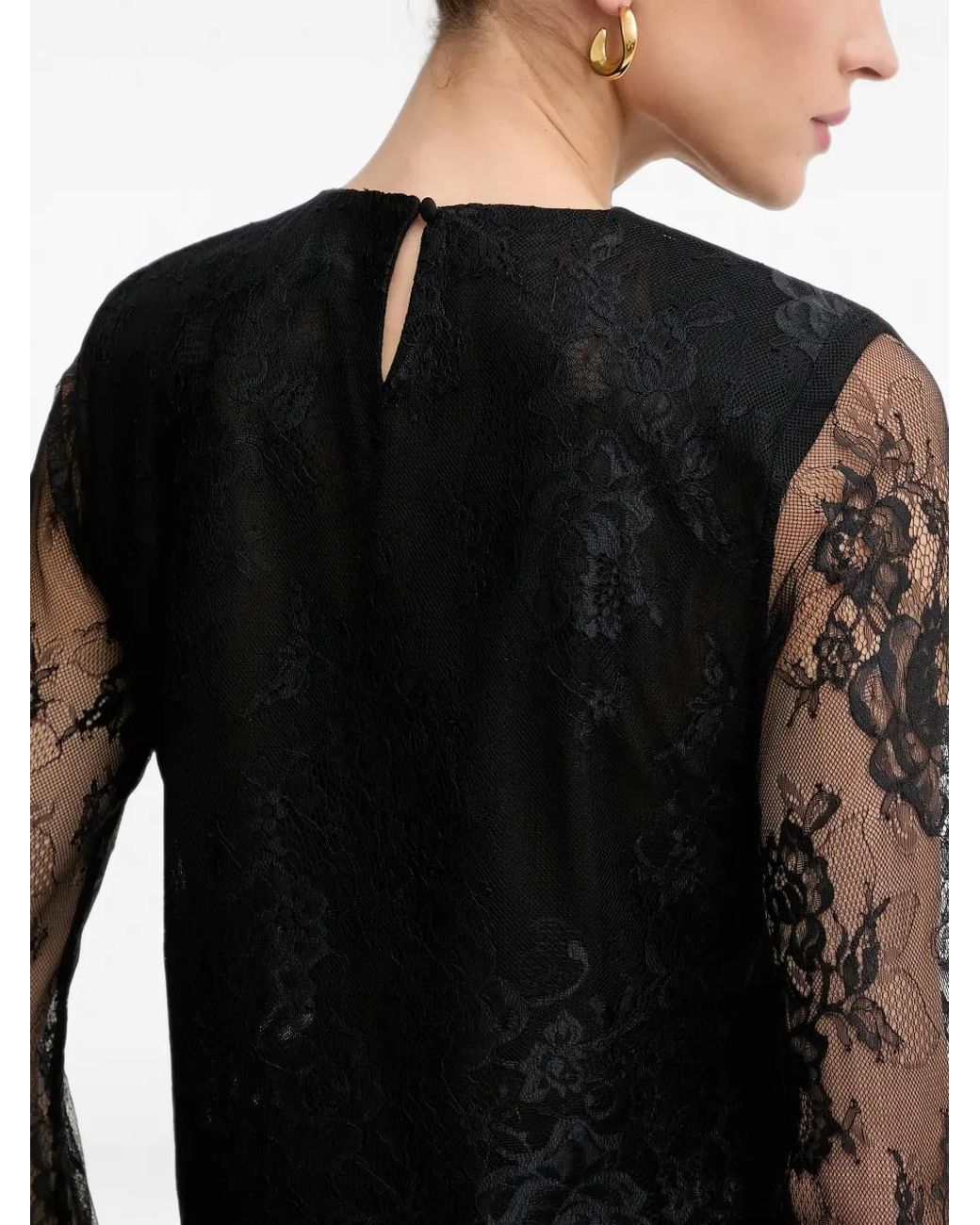 Bardot Black Lace Long-Sleeve Blouse