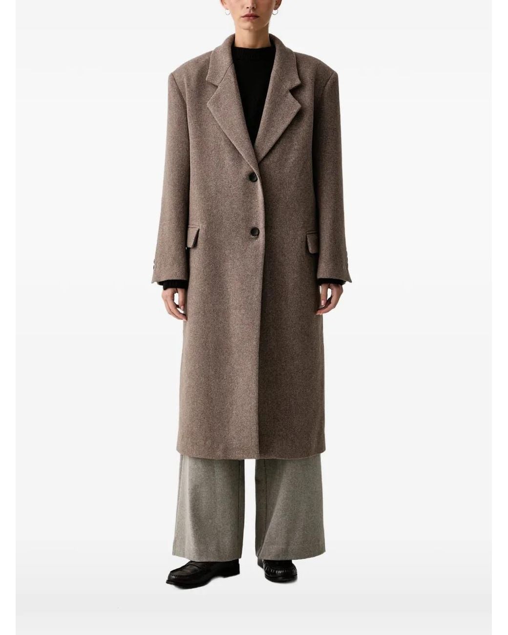 ELEH Brown Single-Breasted Buttoned Coat
