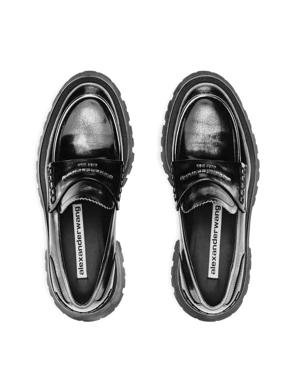 Alexander Wang Black Lug-Sole Logo-Plaque Loafers