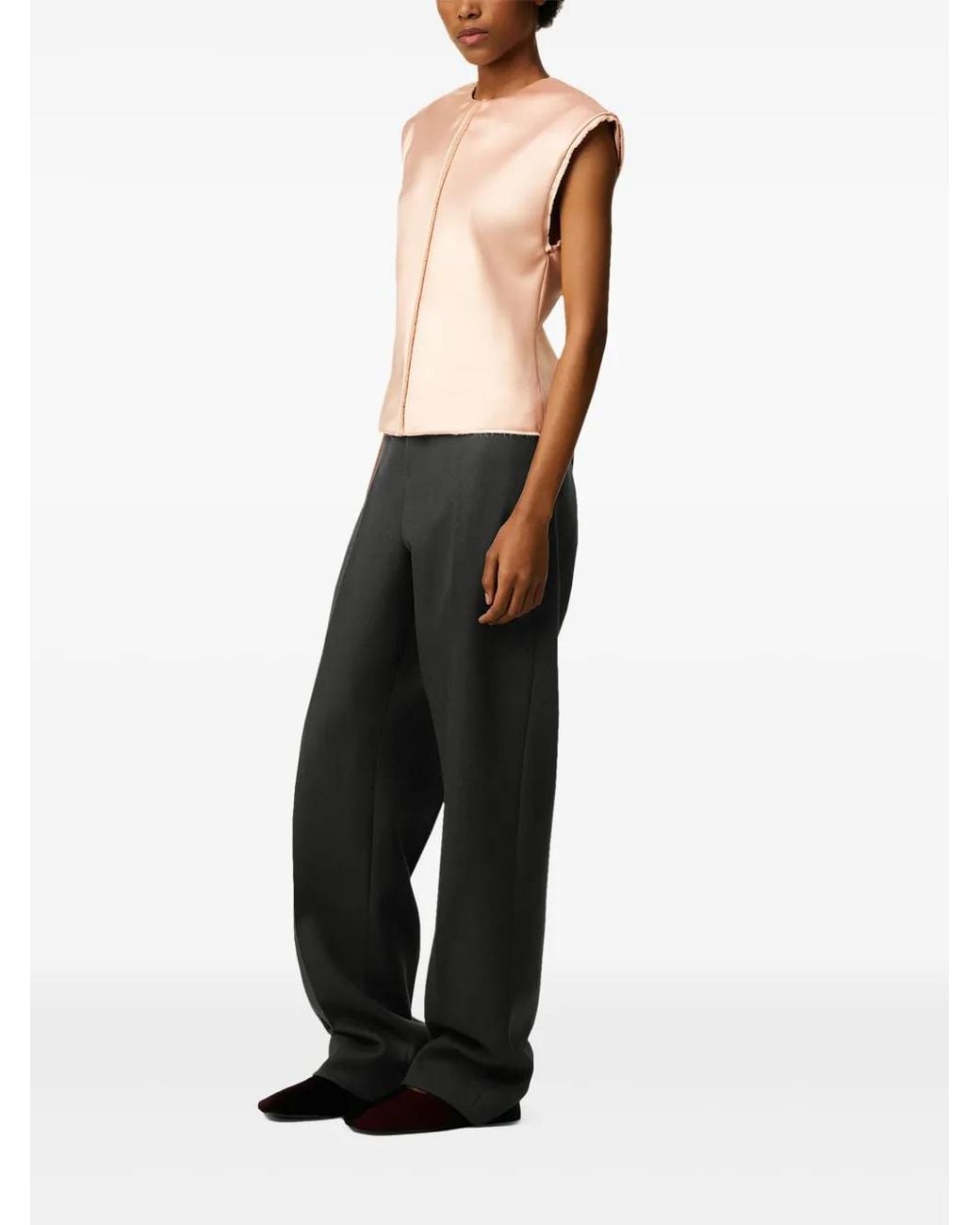 AMI Black Wool Large-Fit Trousers