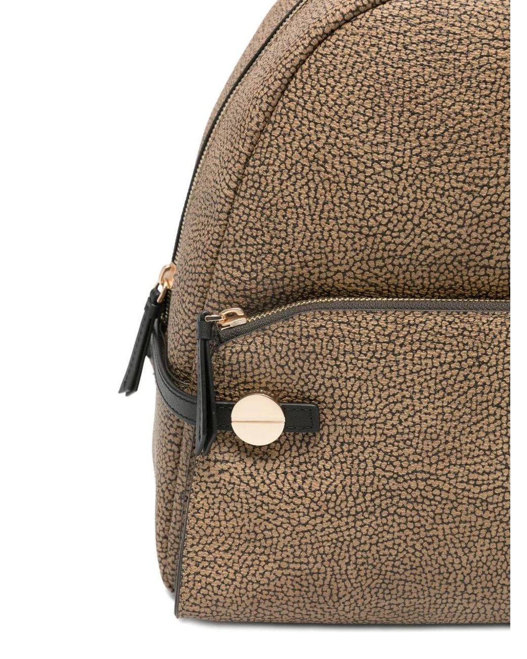 Borbonese Natural Medium Round-Handle Pattern Backpack