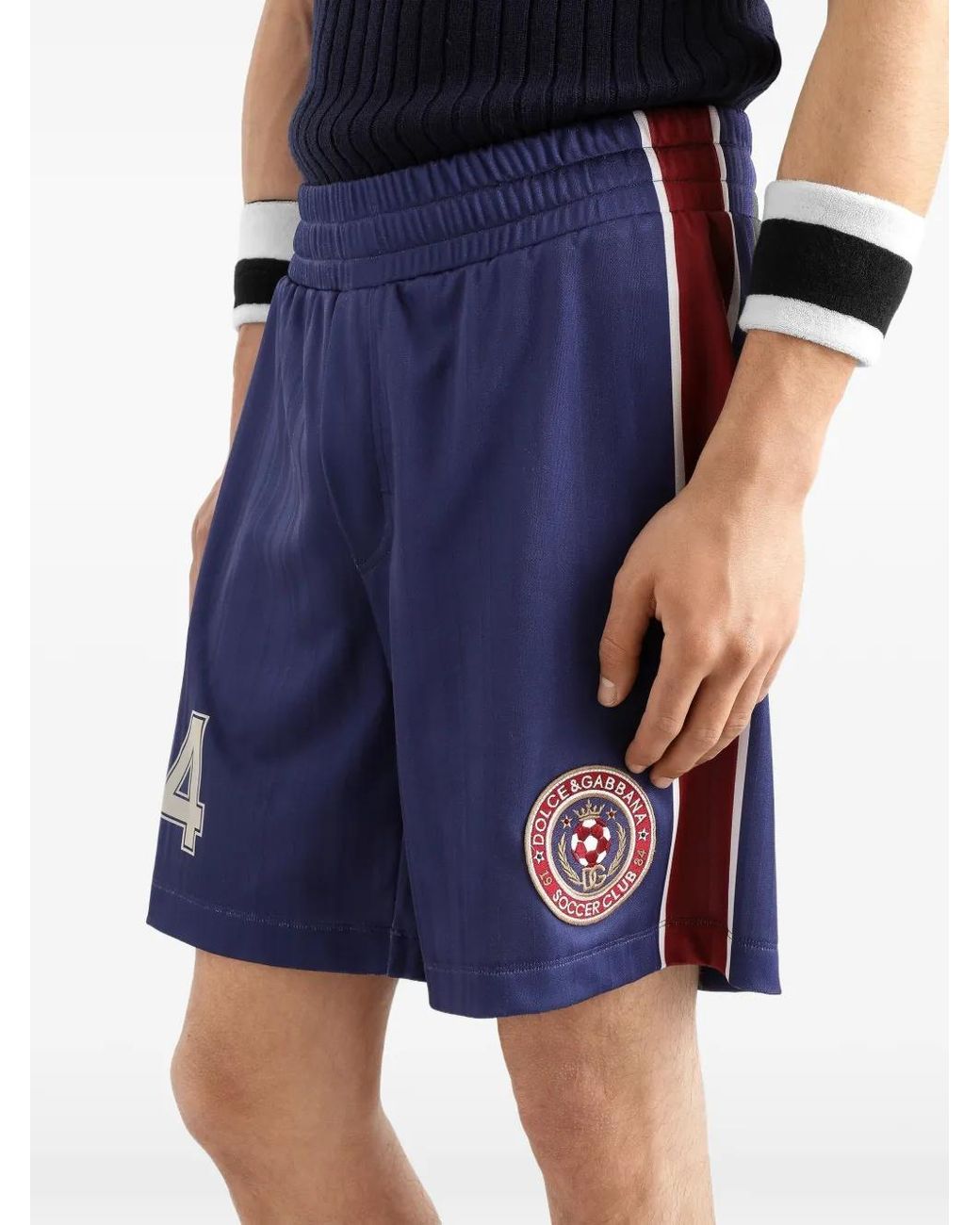 Dolce & Gabbana Blue Striped Jersey Bermuda Shorts for men
