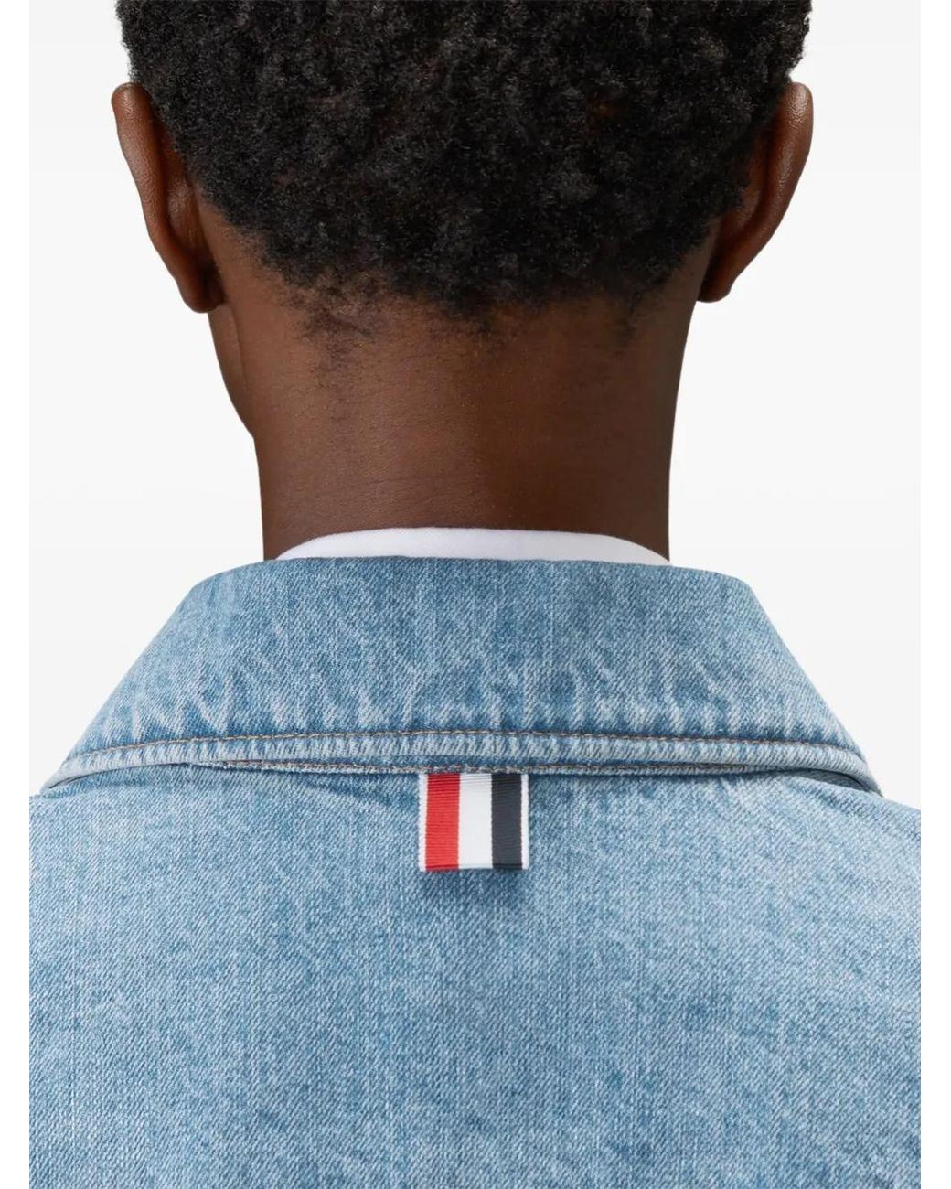 Thom Browne Blue Shrunken Selvedge Denim Jacket