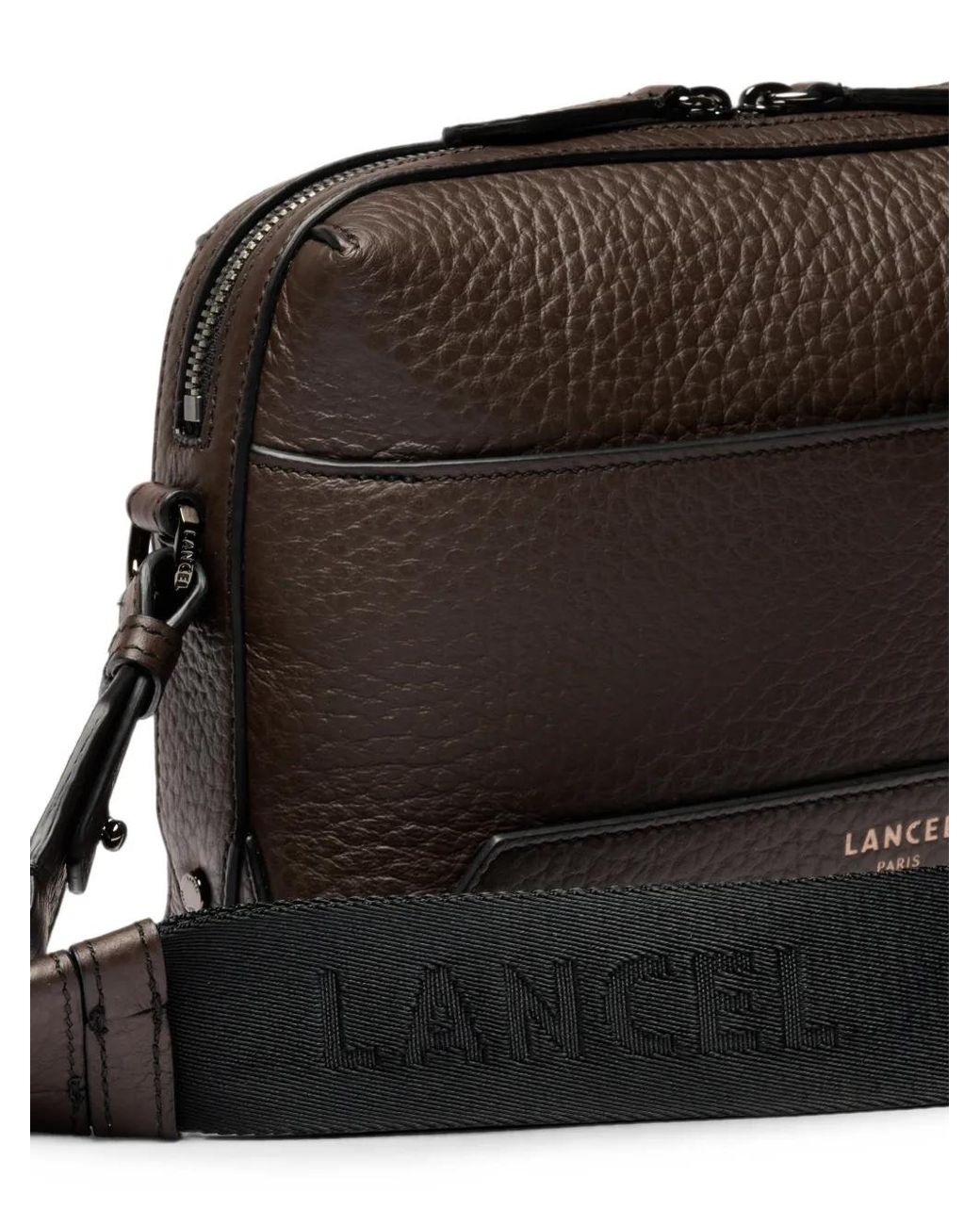 Lancel Black Sac À Bandoulière Milo Médium En Cuir Grainé for men