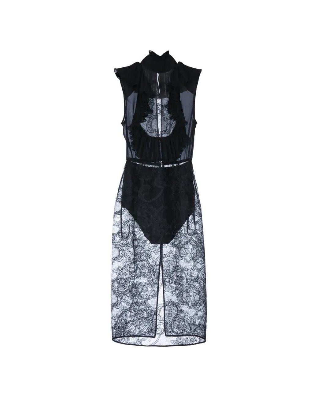 Elisabetta Franchi Blue Georgette And Lace Dress