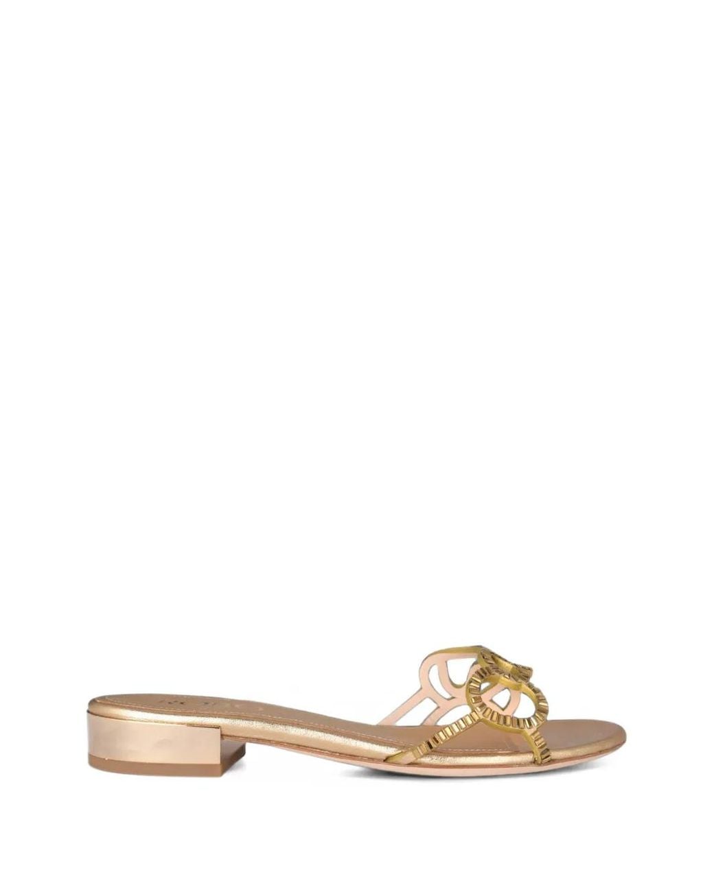 Rodo Natural Crystal-Embellished Cutout Flat Sandals
