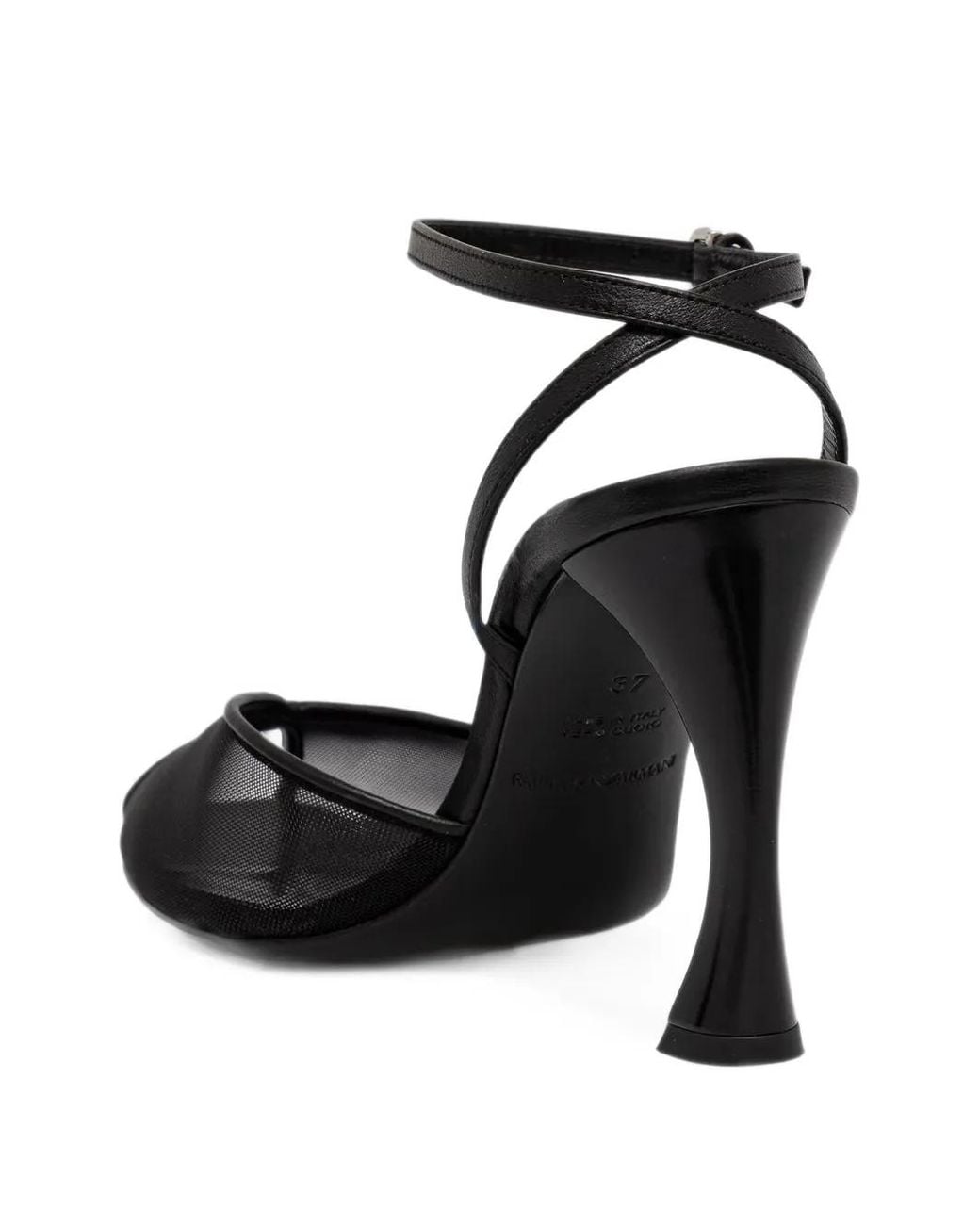 Emporio Armani Black Open-Toe Mesh Heeled Sandals